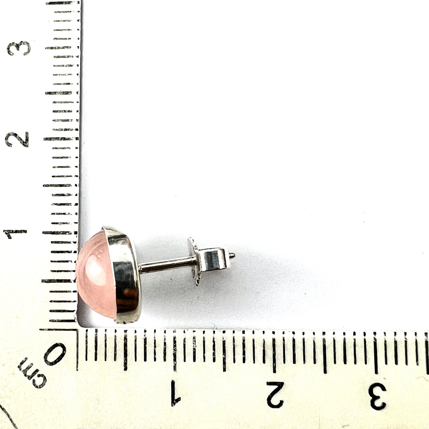 Vintage Rose Quartz Silver Danish Modernist Stud Earrings by Niels Erik From