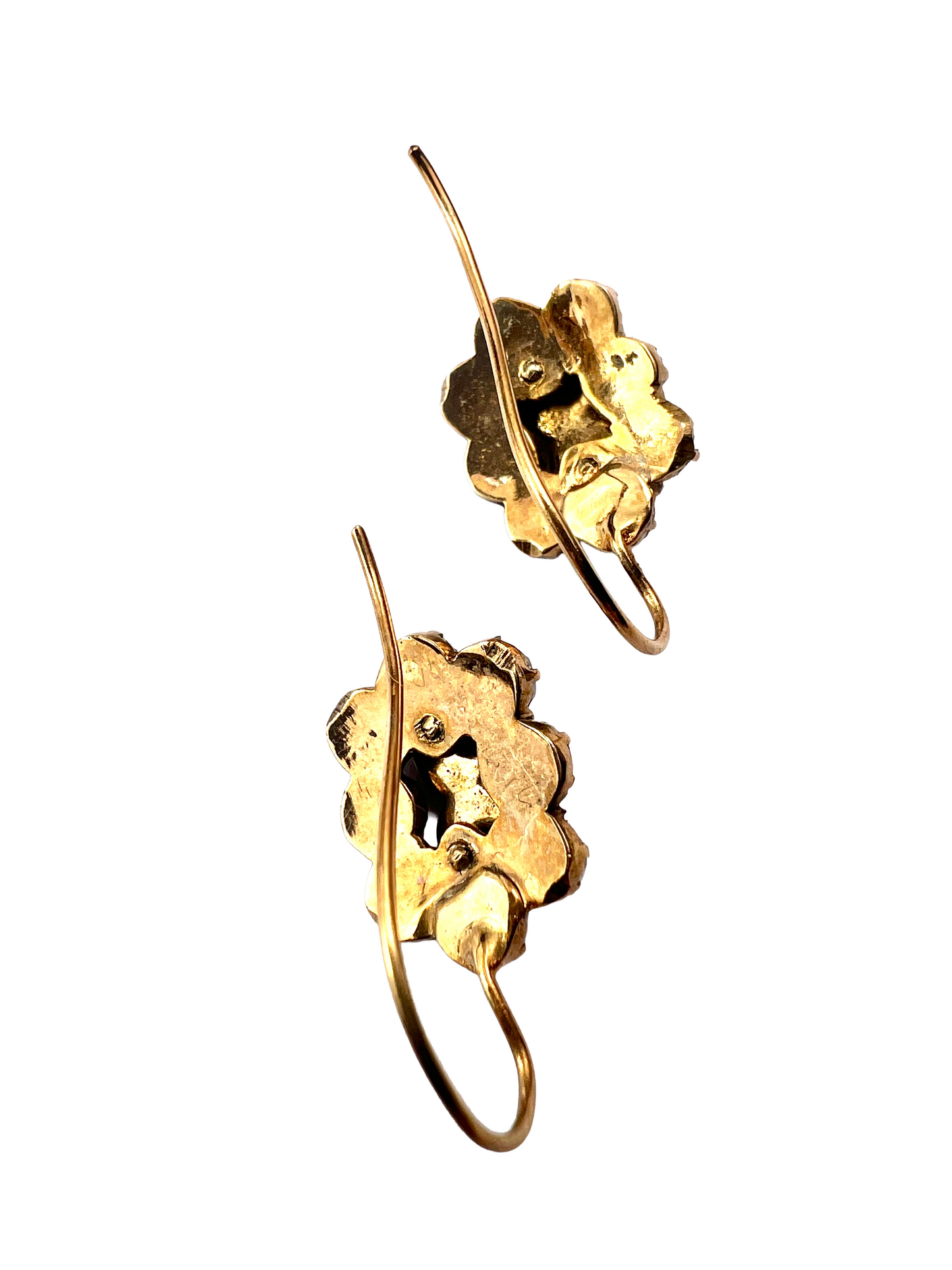 Victorian Gold Bohemian Garnet Cluster Earrings
