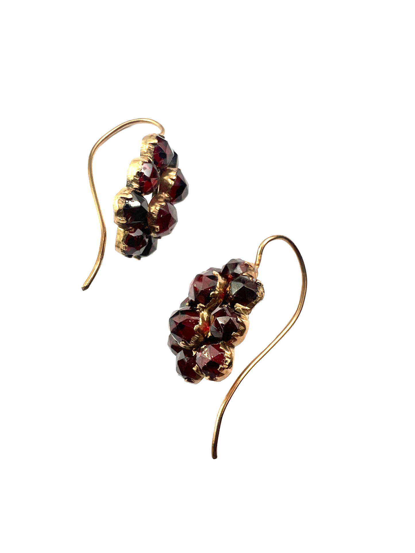 Victorian Gold Bohemian Garnet Cluster Earrings