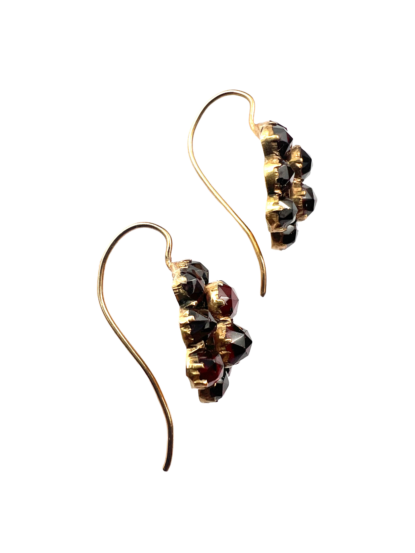 Victorian Gold Bohemian Garnet Cluster Earrings