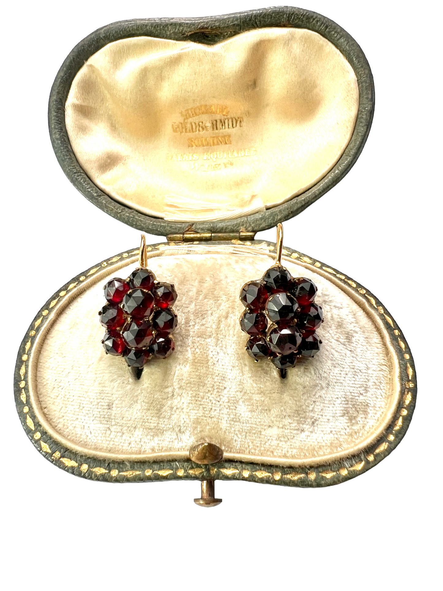 Victorian Gold Bohemian Garnet Cluster Earrings
