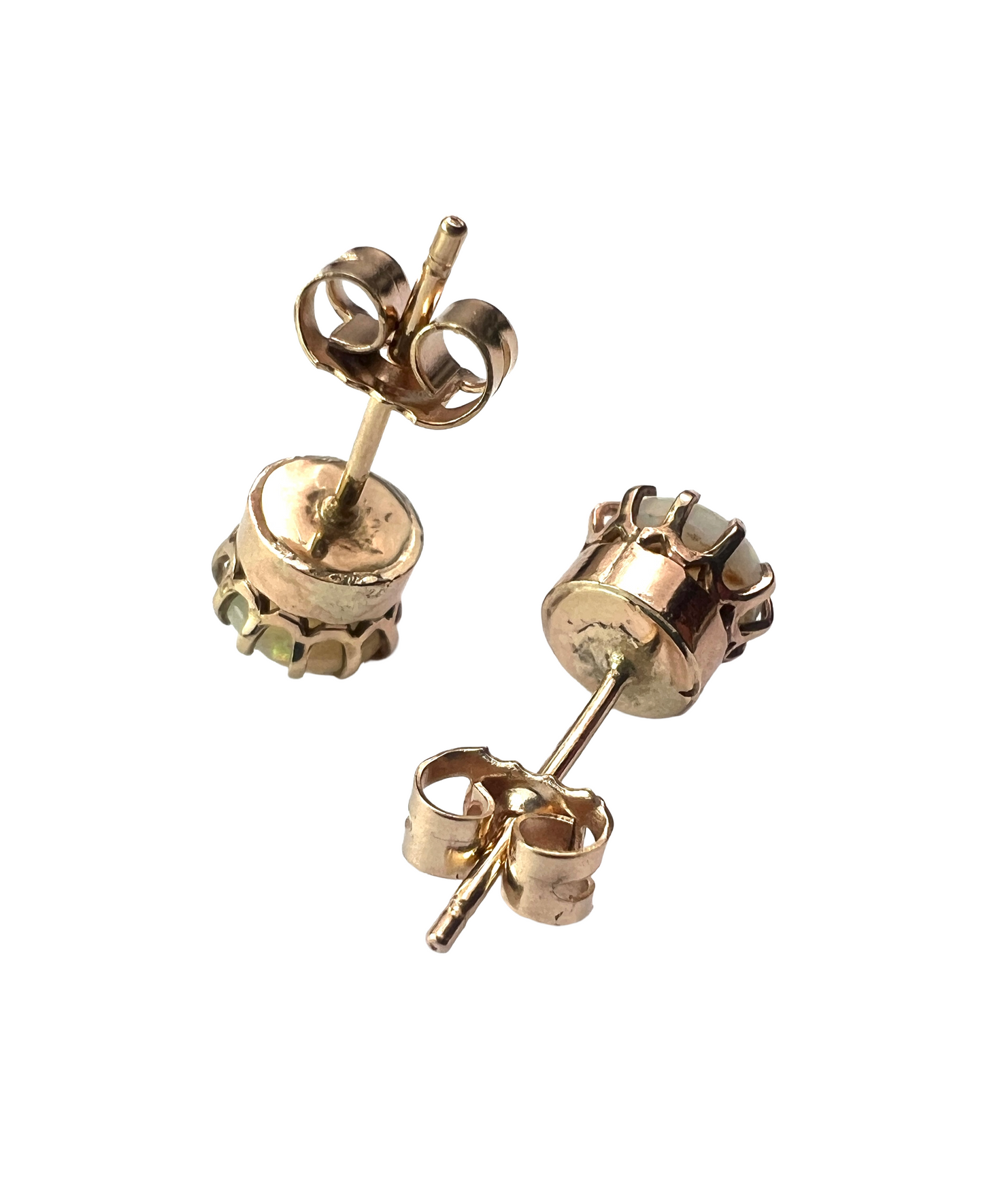 Vintage Gold Opal Crown Stud Earrings