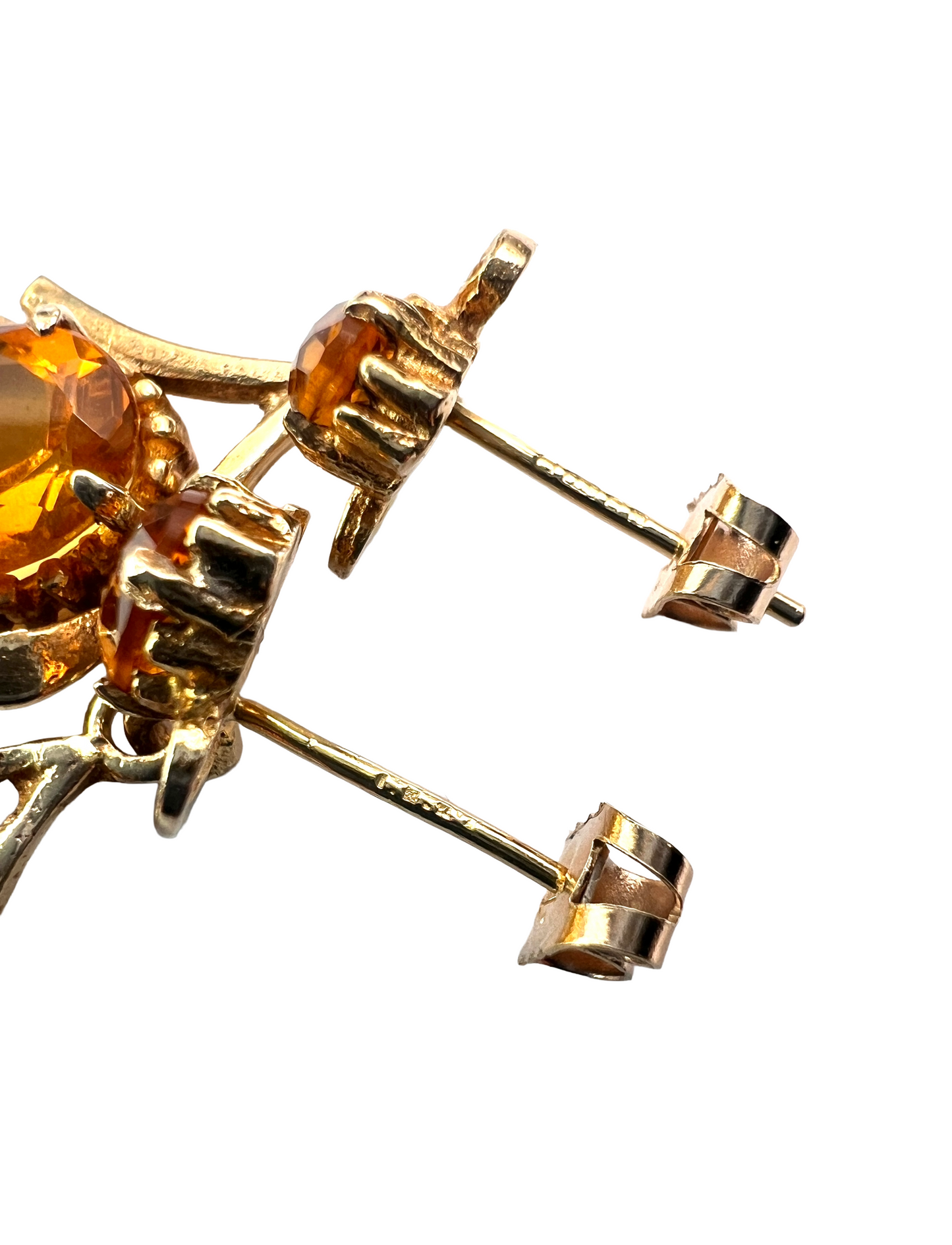 Vintage Ornate 9CT Gold Citrine Earrings