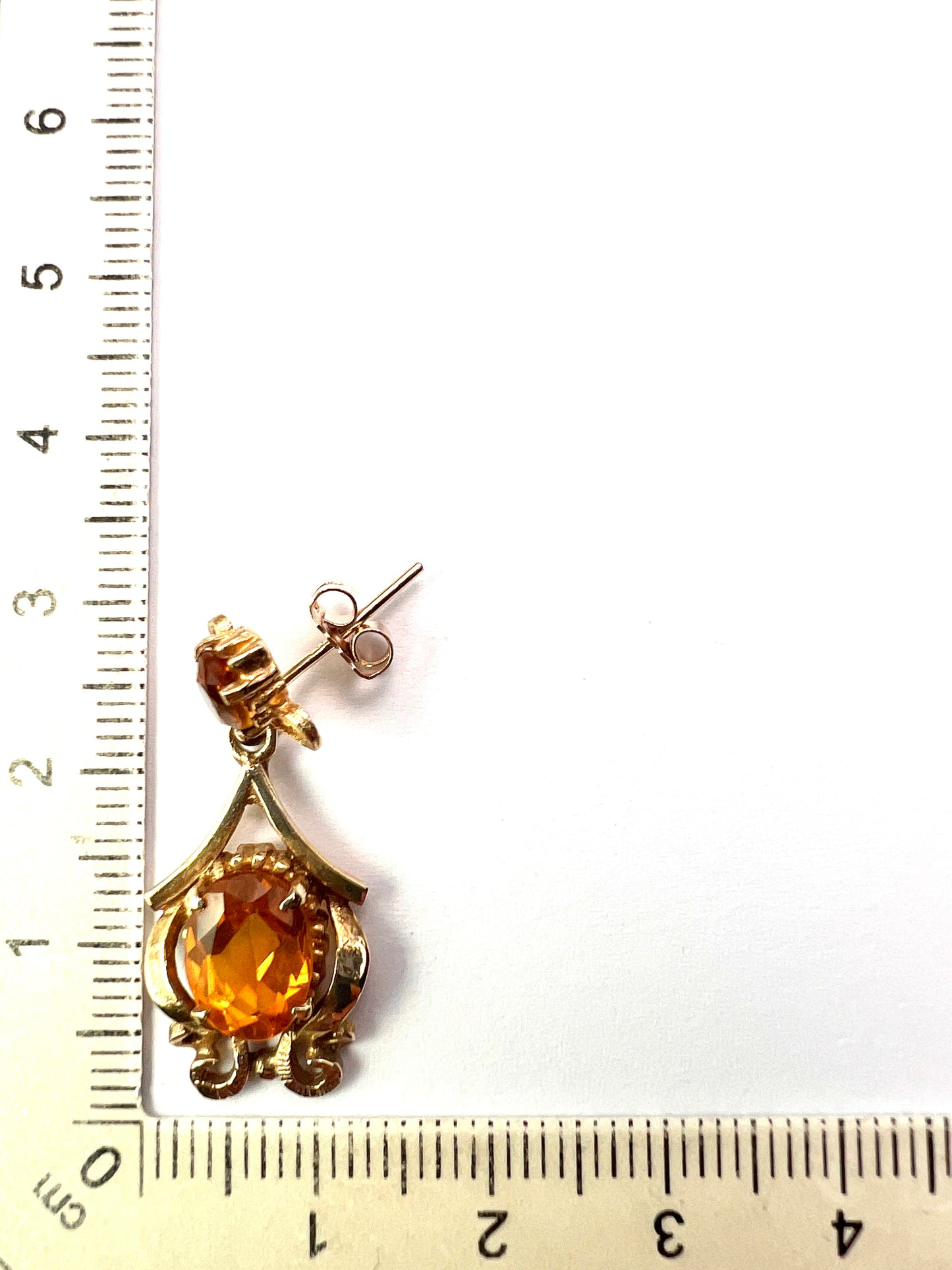 Vintage Ornate 9CT Gold Citrine Earrings