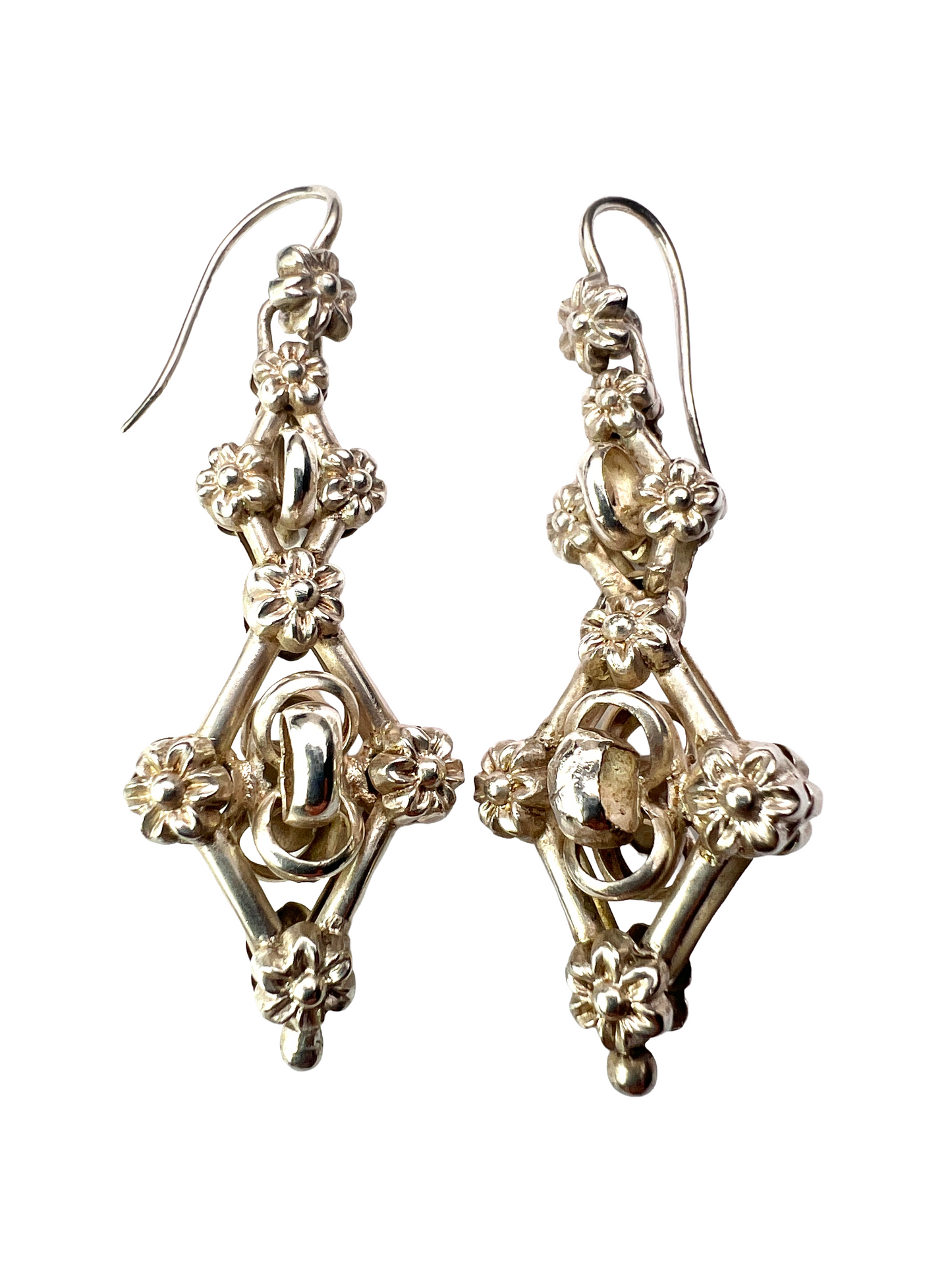 Victorian Silver Entwined Drop Earrings
