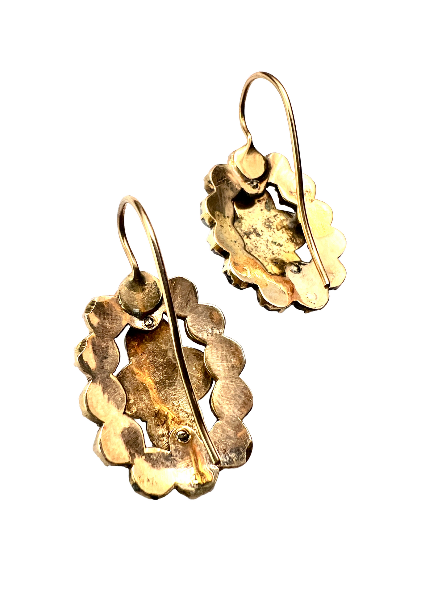 Large Victorian Gold Bohemian Garnet Cluster Earrings
