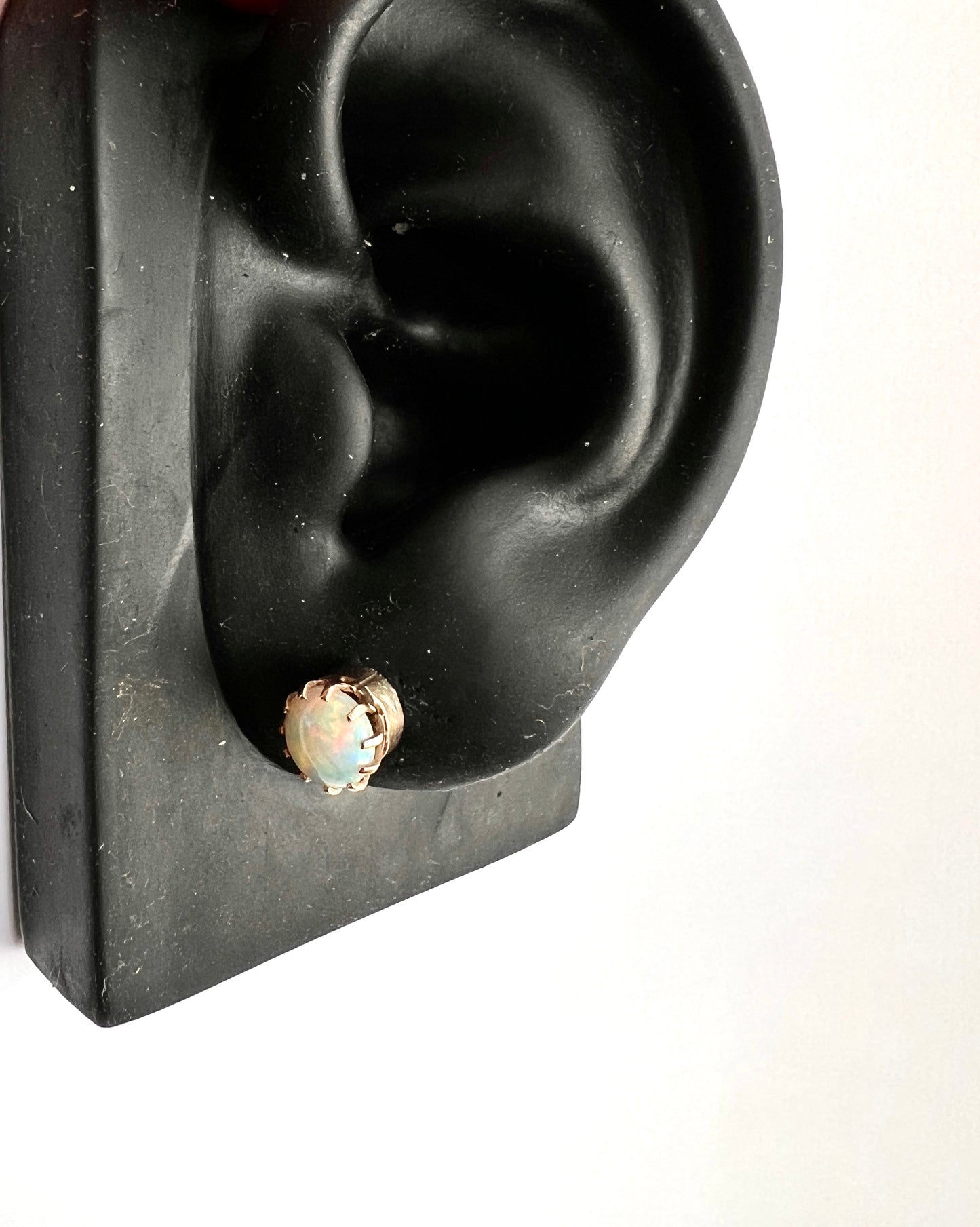 Vintage Gold Opal Crown Stud Earrings