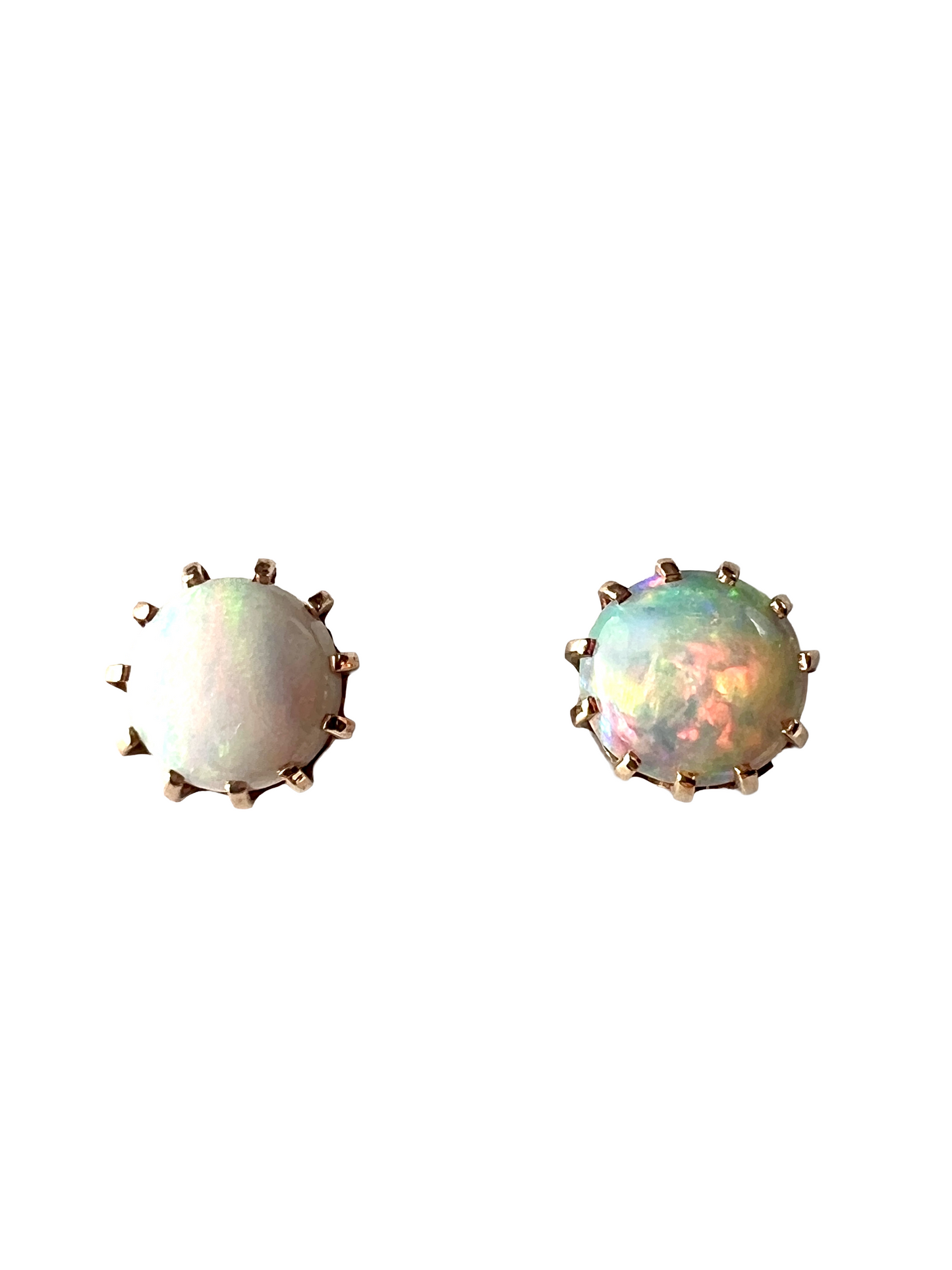 Vintage Gold Opal Crown Stud Earrings