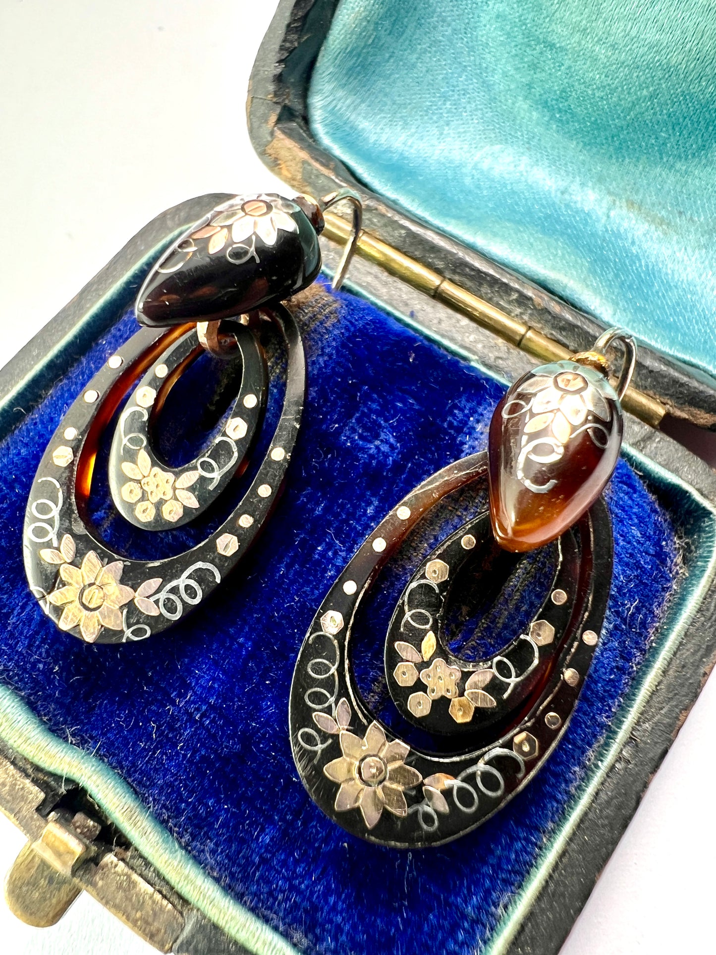 Small Victorian Gold and Silver Pique Hoop Earrings