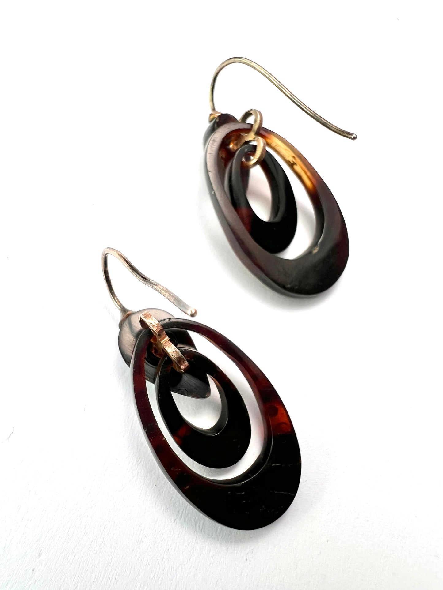 Small Victorian Gold and Silver Pique Hoop Earrings
