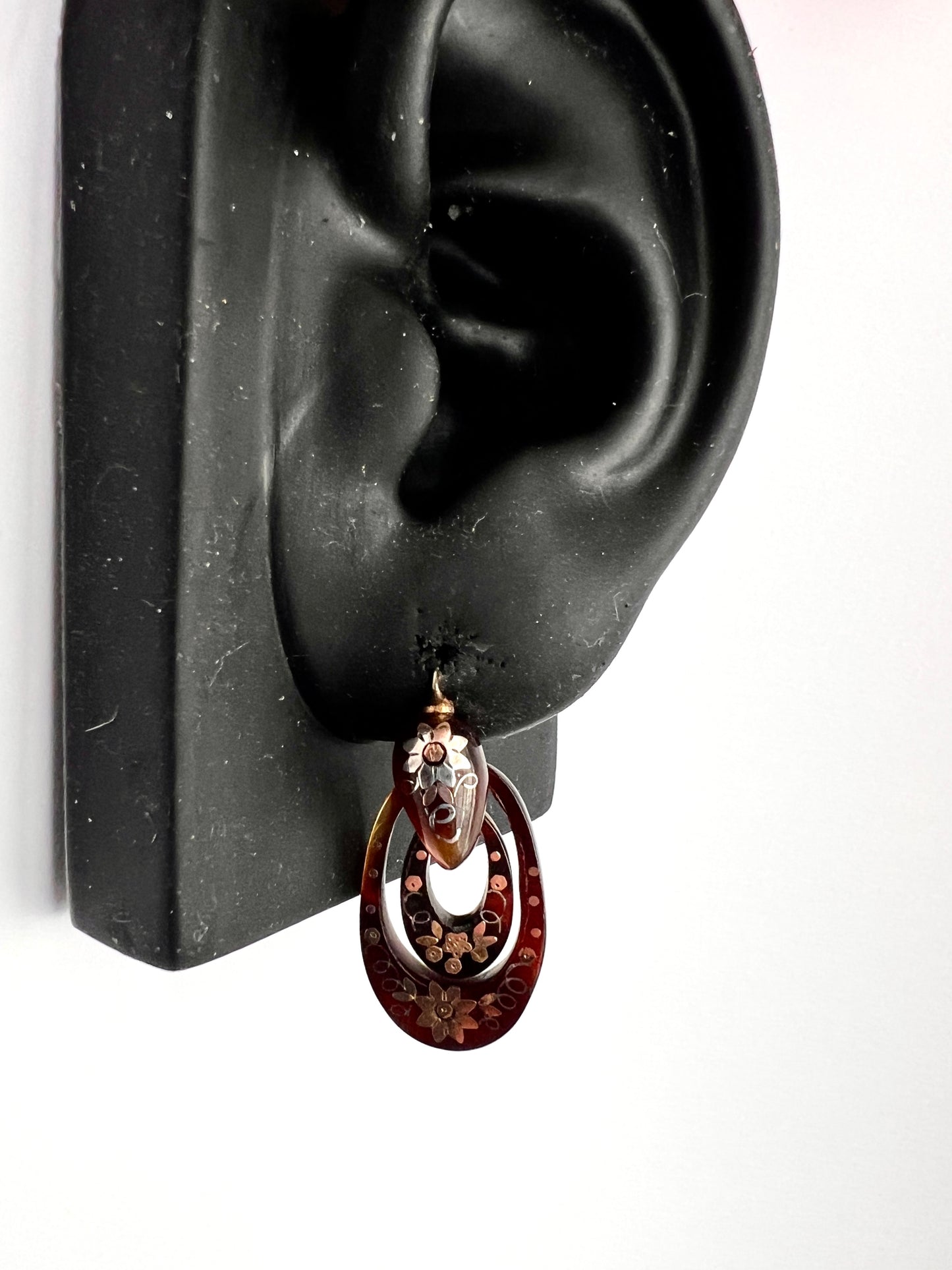 Small Victorian Gold and Silver Pique Hoop Earrings