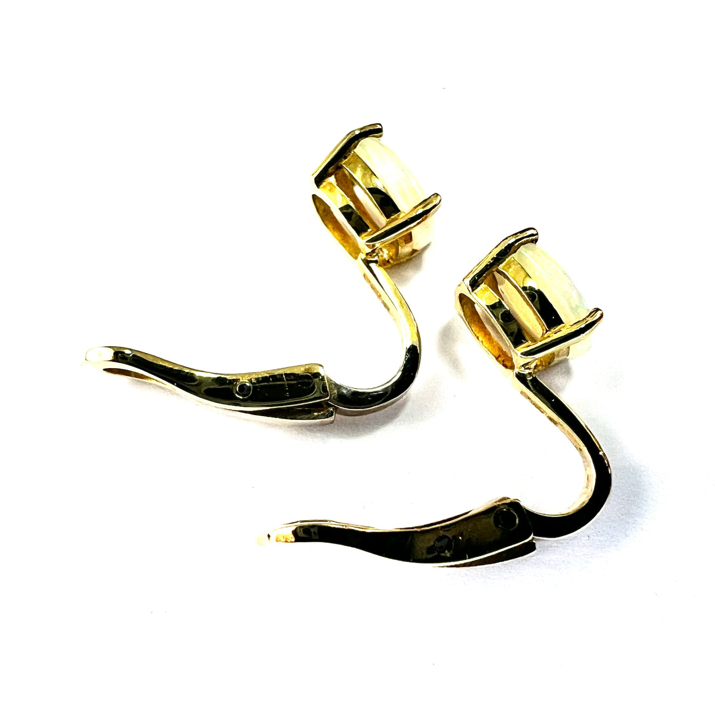 Vintage 18CT Gold Opal Ear Clips