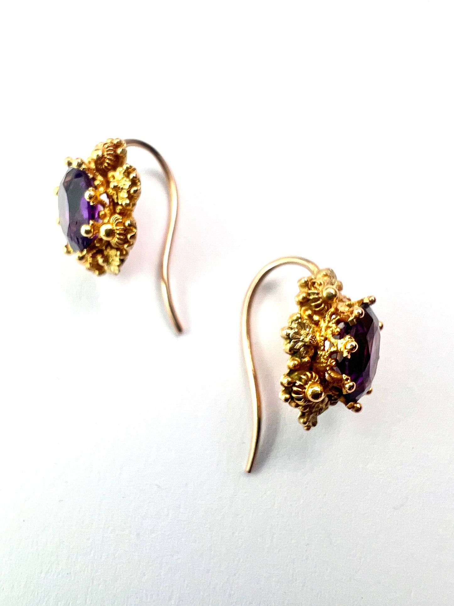 Victorian Amethyst Gold Cannetille Earringsc