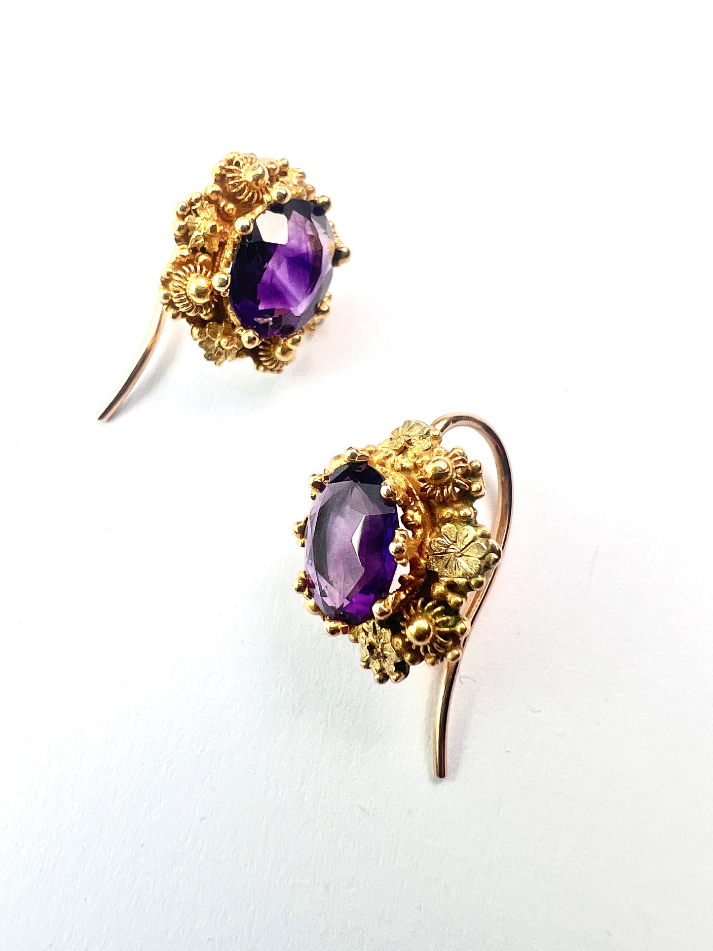 Victorian Amethyst Gold Cannetille Earringsc