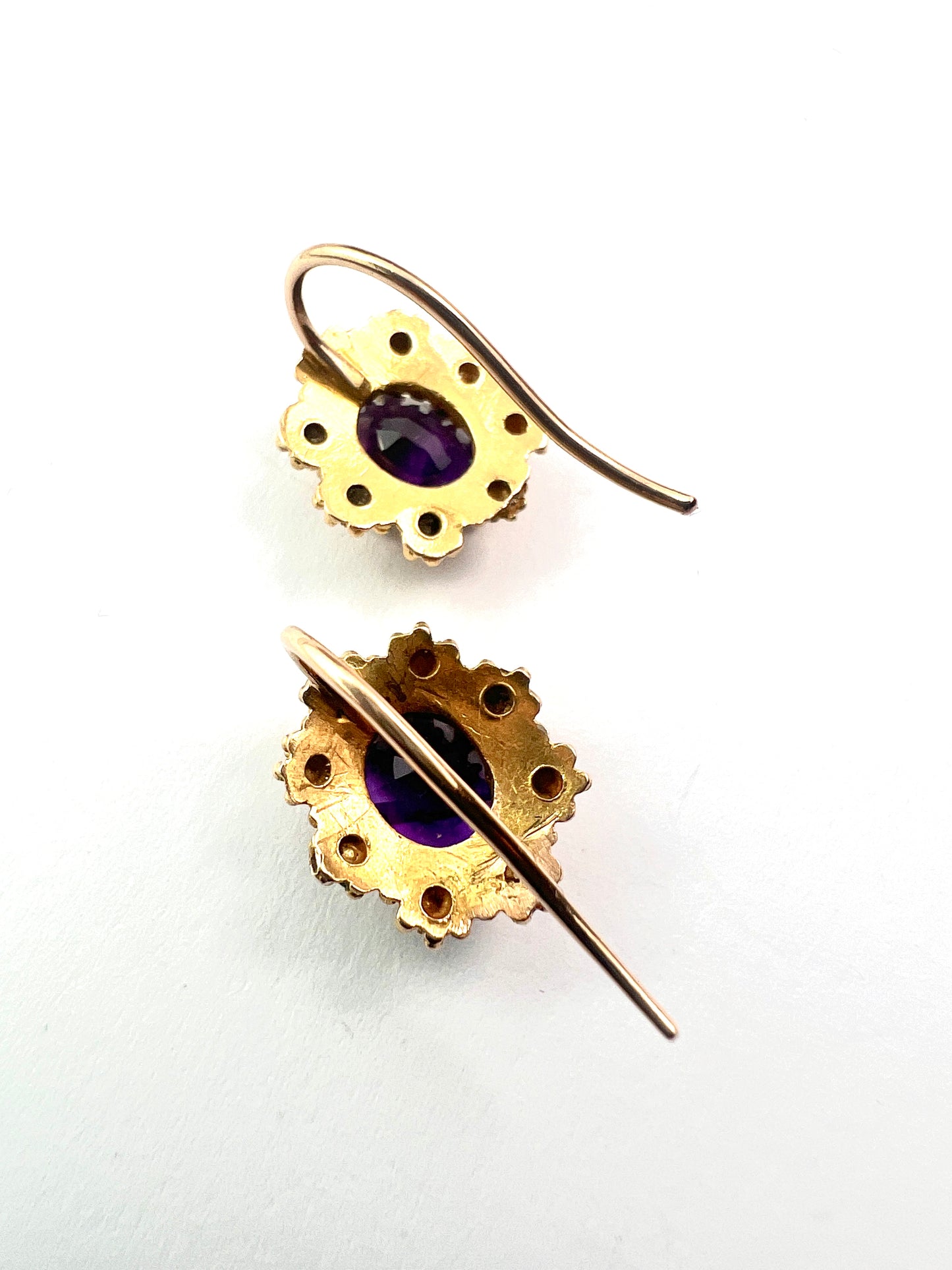 Victorian Amethyst Gold Cannetille Earringsc