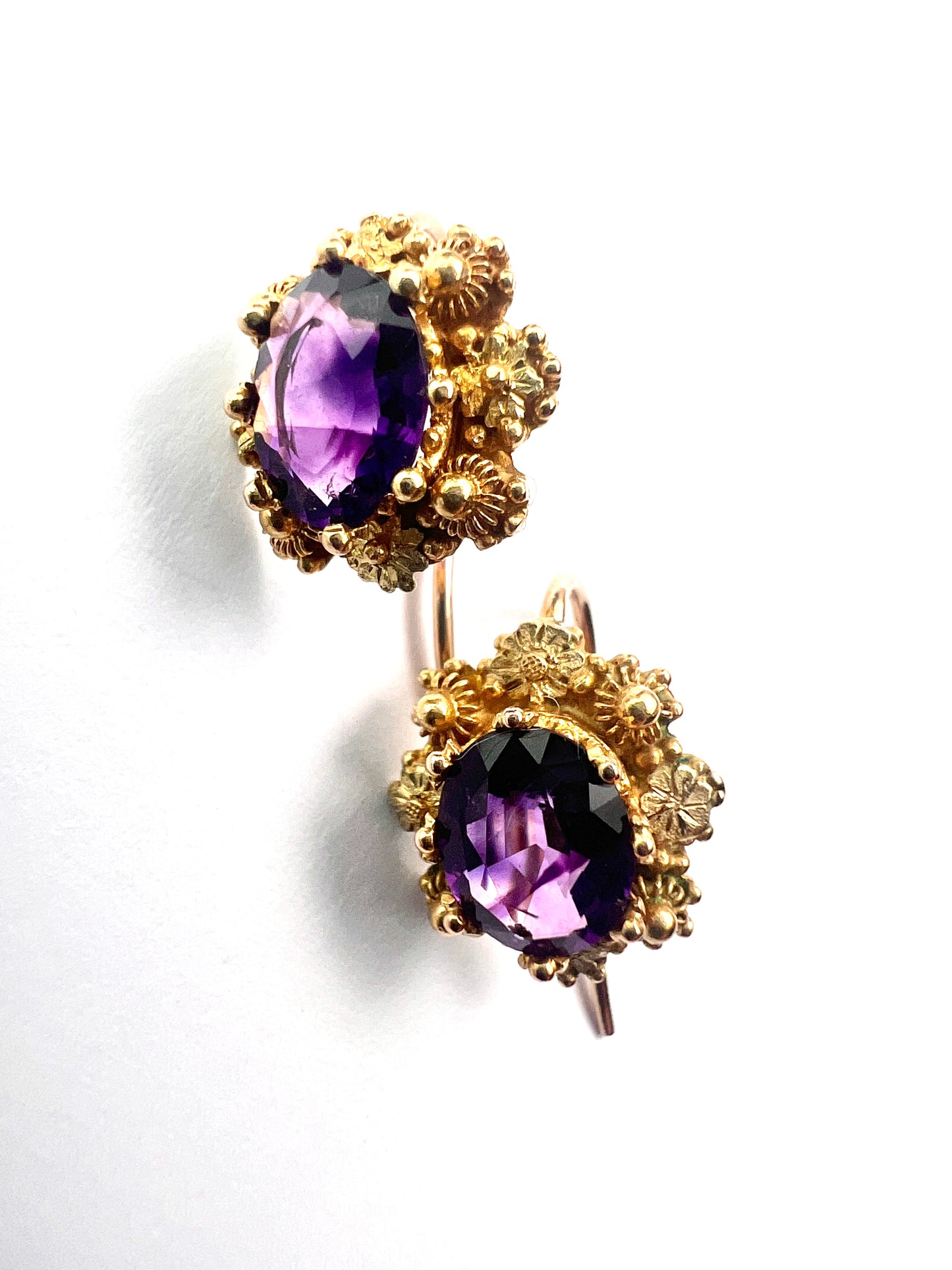 Victorian Amethyst Gold Cannetille Earringsc
