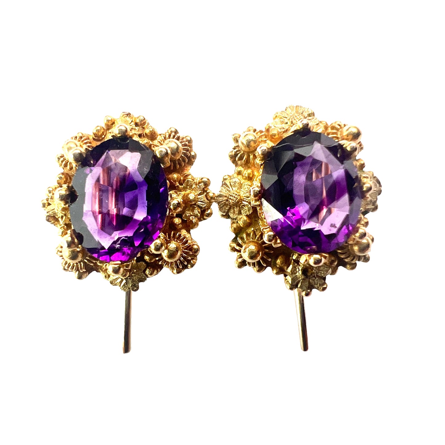Victorian Amethyst Gold Cannetille Earringsc