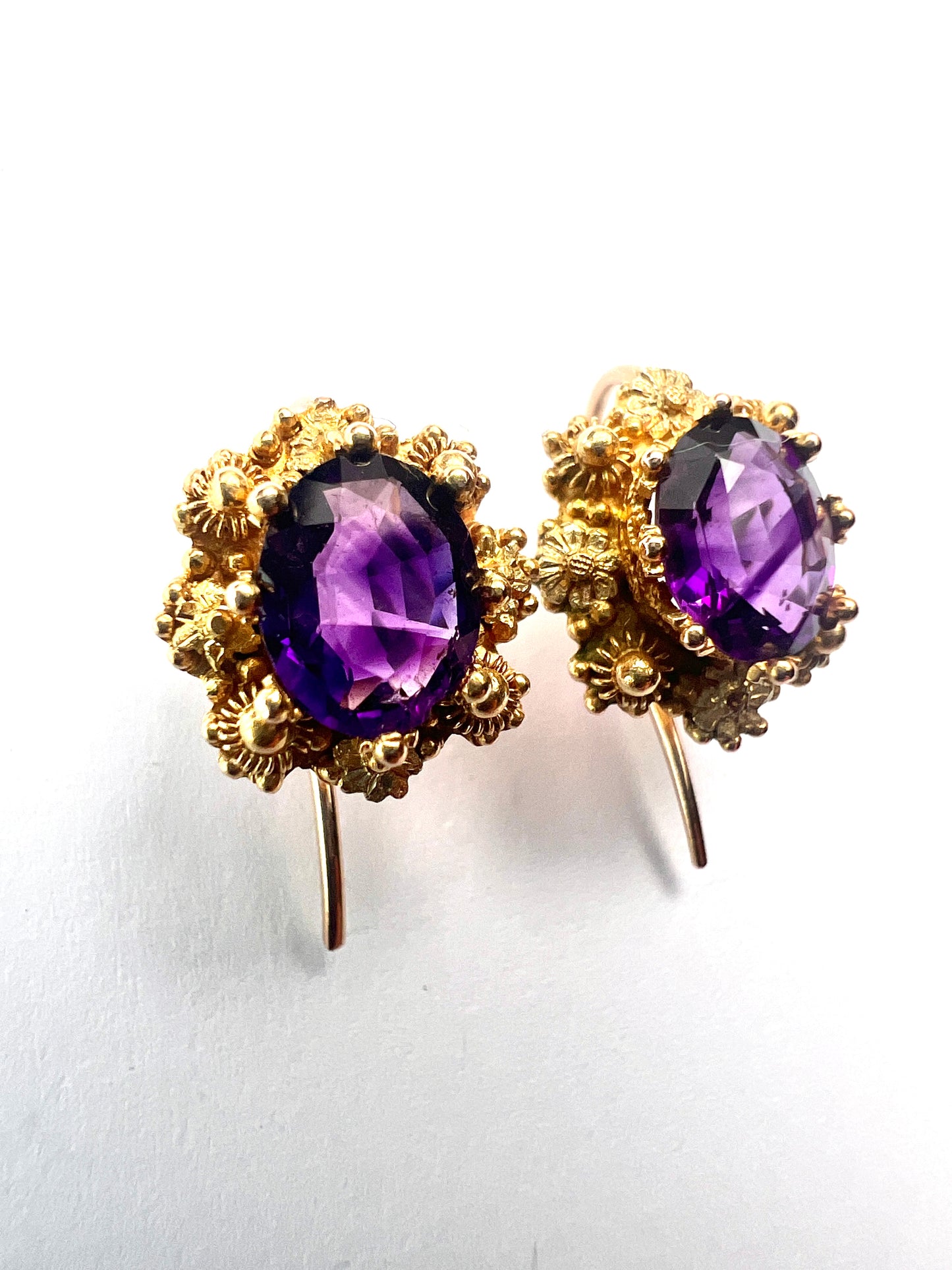 Victorian Amethyst Gold Cannetille Earringsc