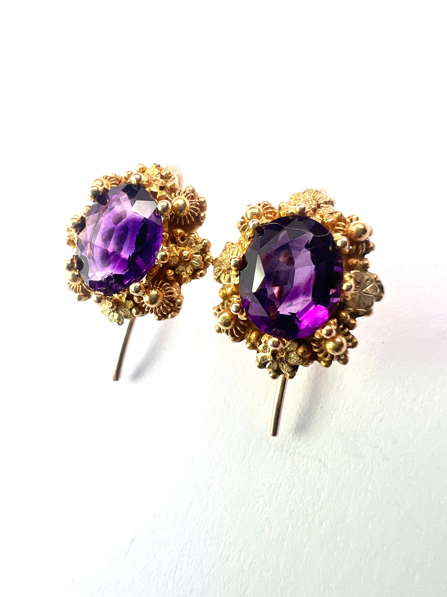 Victorian Amethyst Gold Cannetille Earringsc