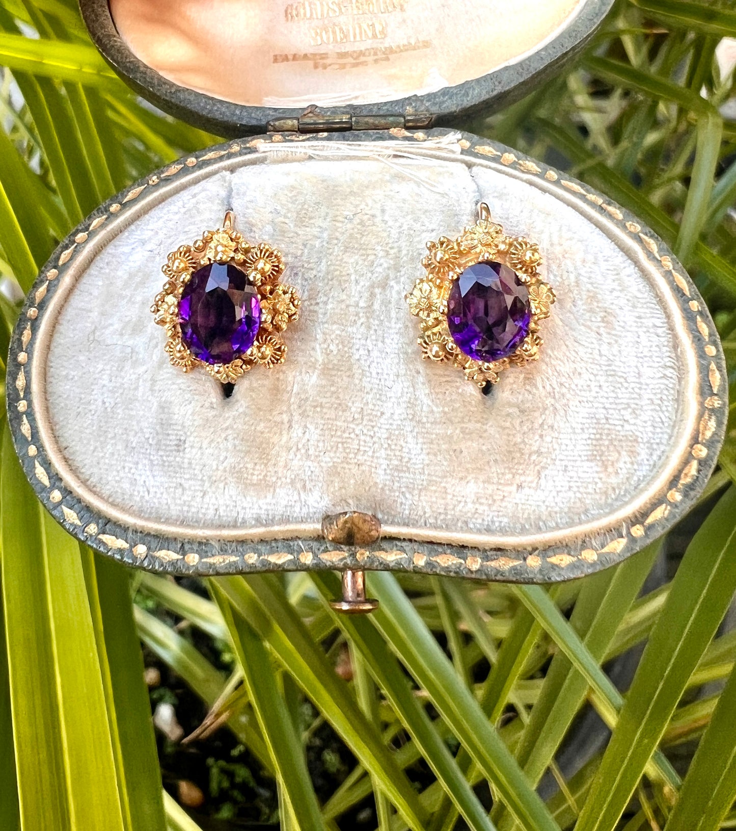 Victorian Amethyst Gold Cannetille Earringsc