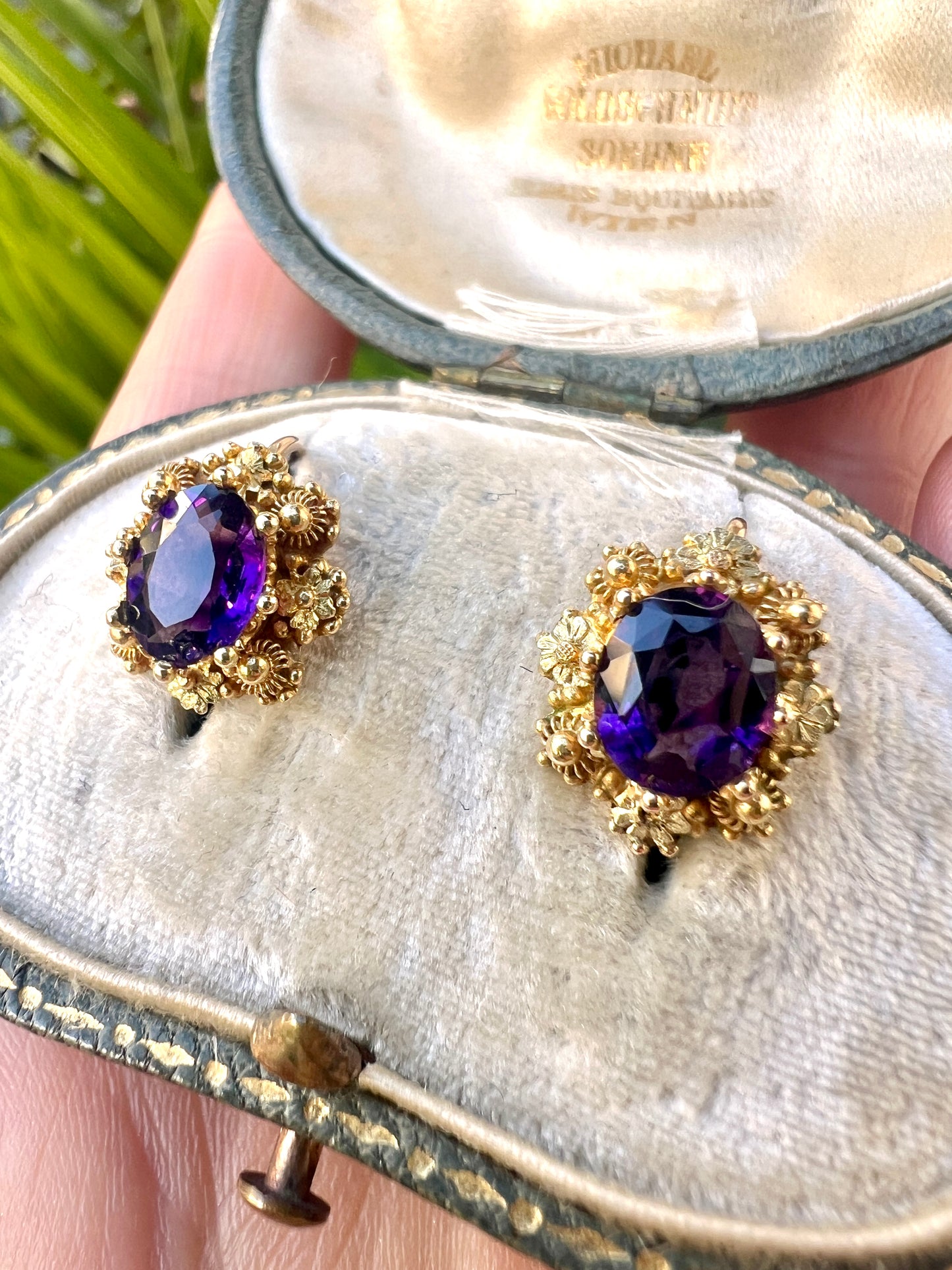 Victorian Amethyst Gold Cannetille Earringsc