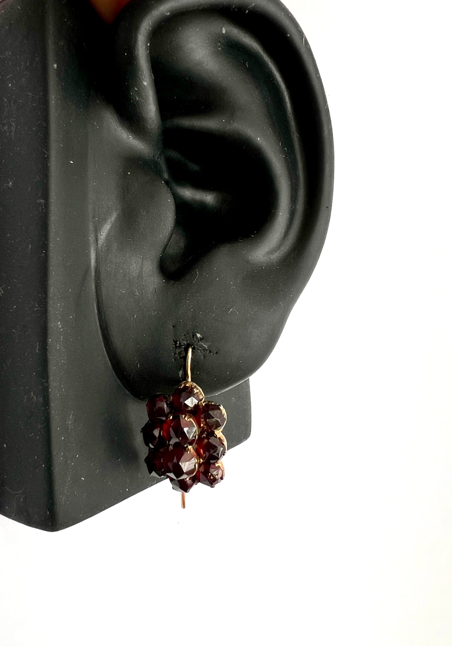 Victorian Gold Bohemian Garnet Cluster Earrings