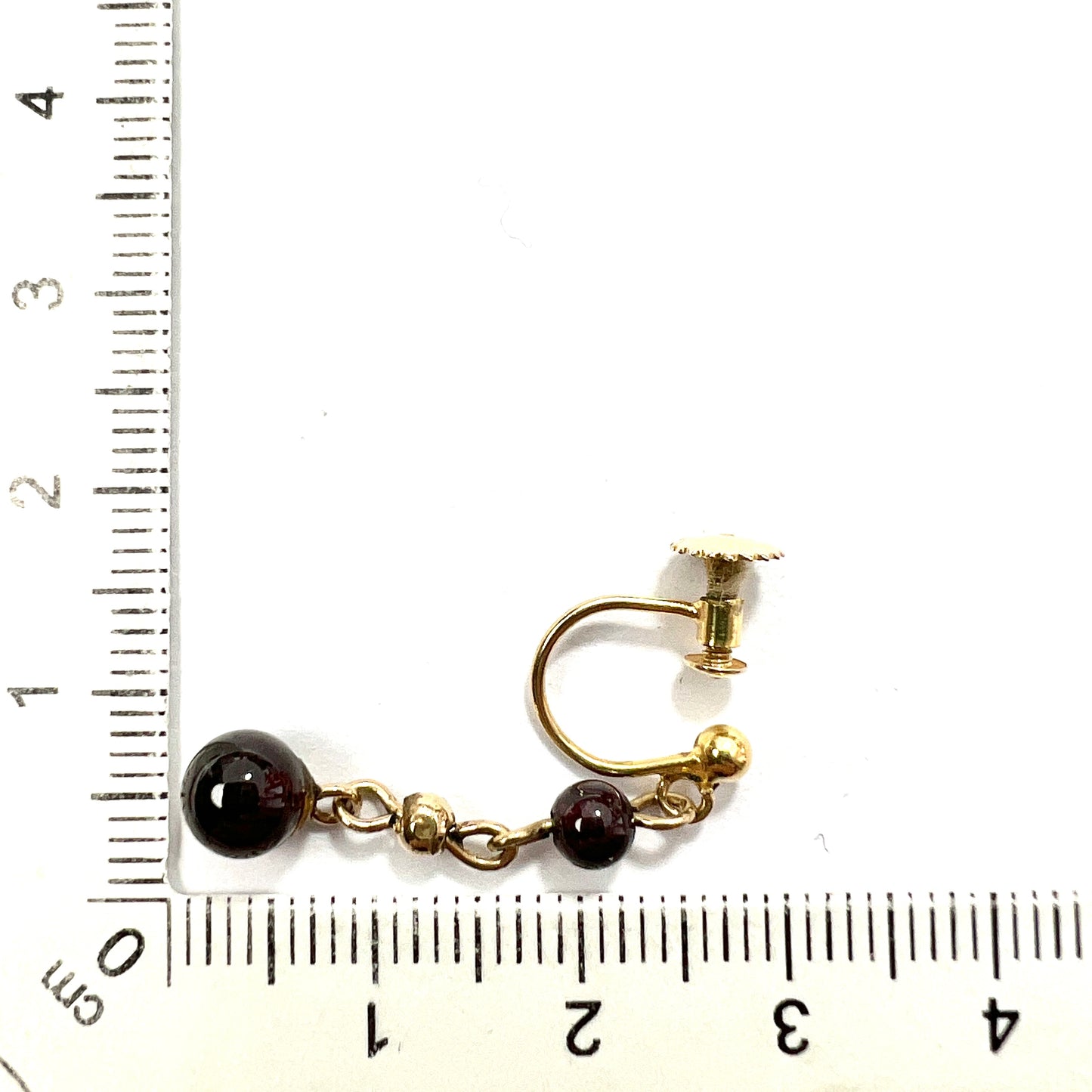 Edwardian Garnet Bead 9CT Gold Screwback Earrings