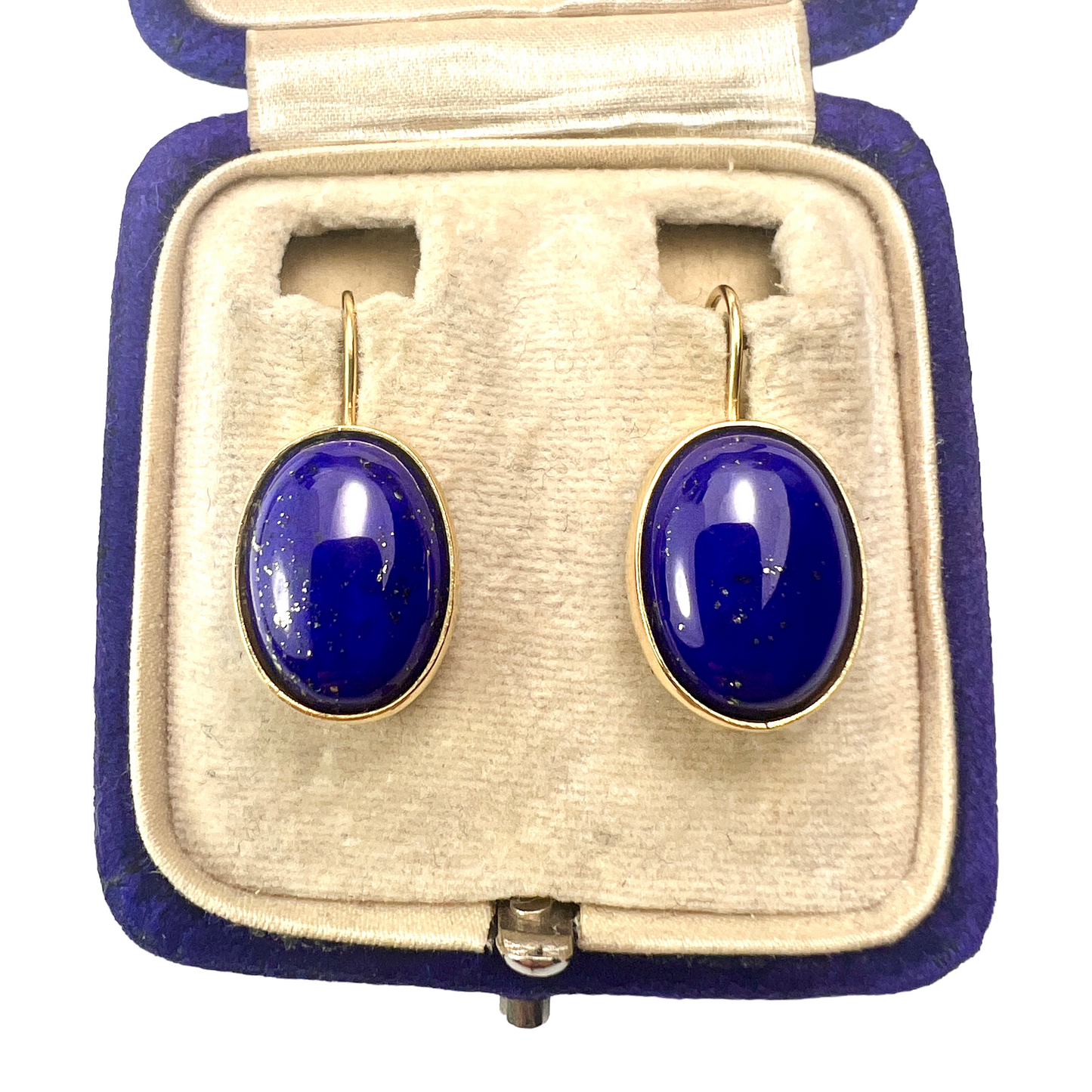 Vintage 18CT Gold Lapis Lazuli Earrings
