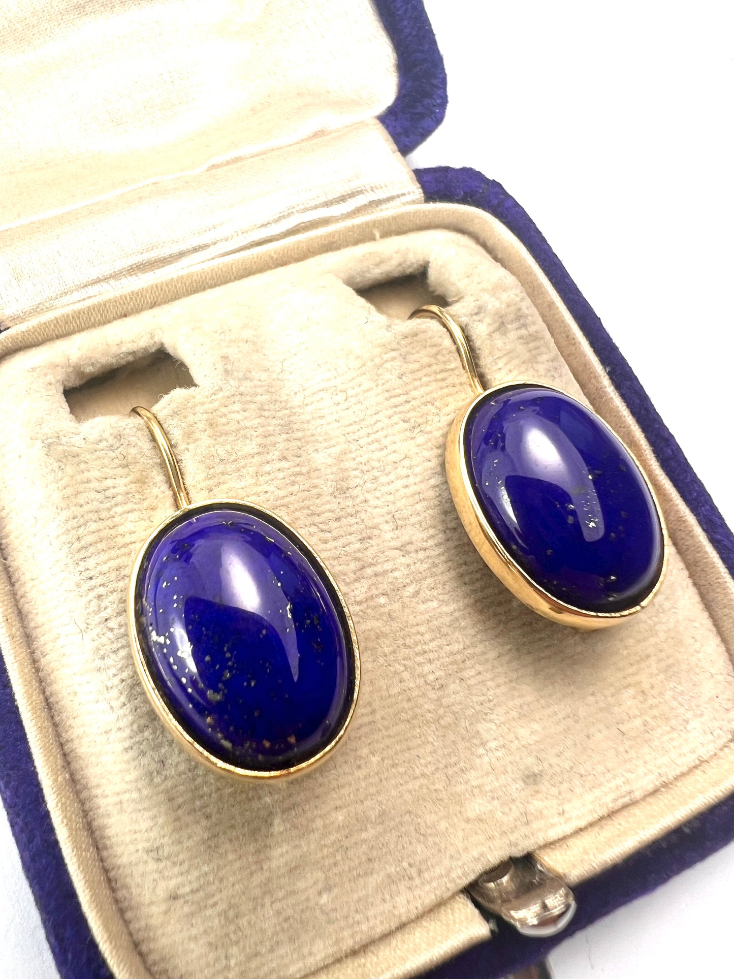 Vintage 18CT Gold Lapis Lazuli Earrings