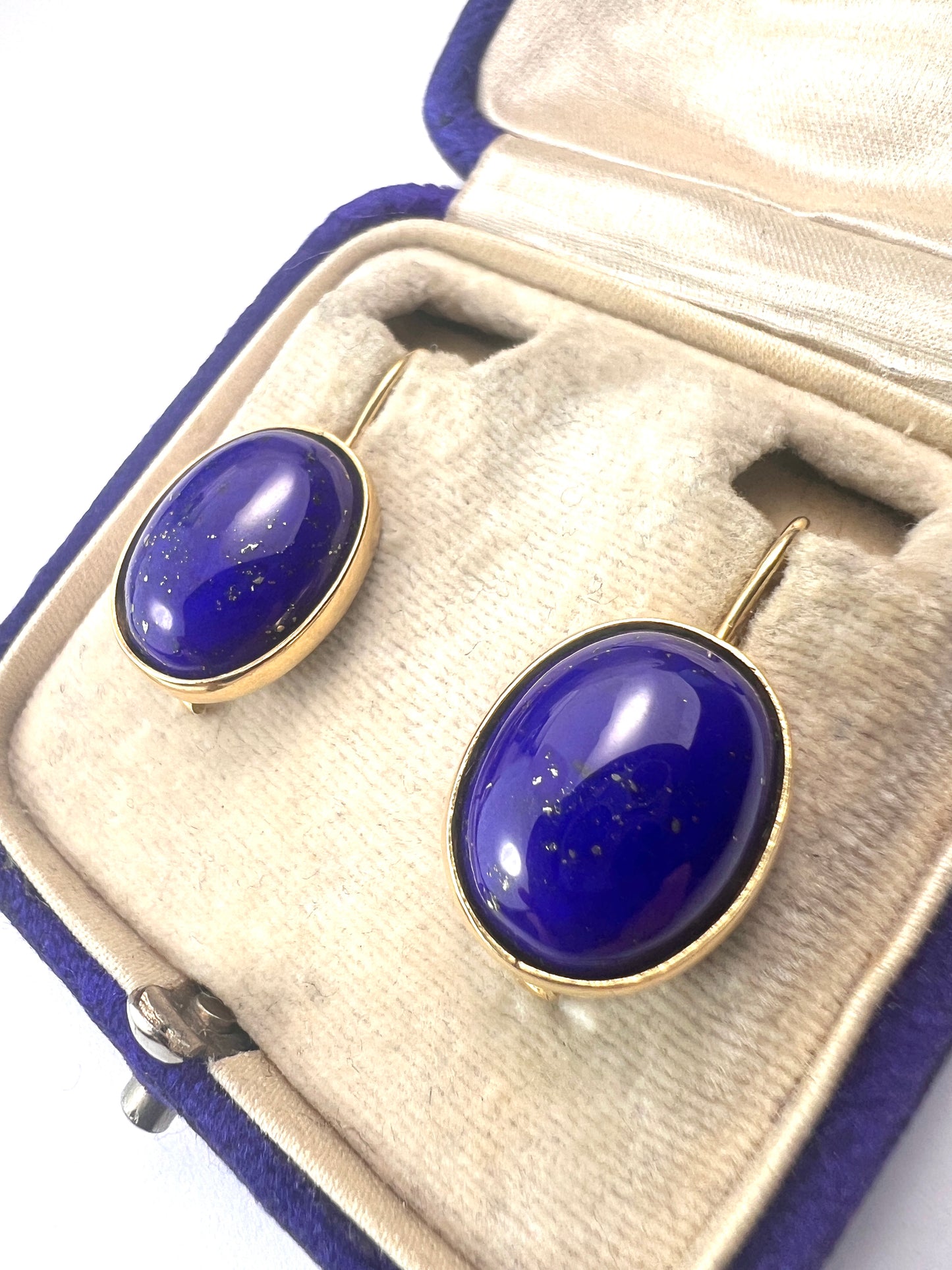 Vintage 18CT Gold Lapis Lazuli Earrings