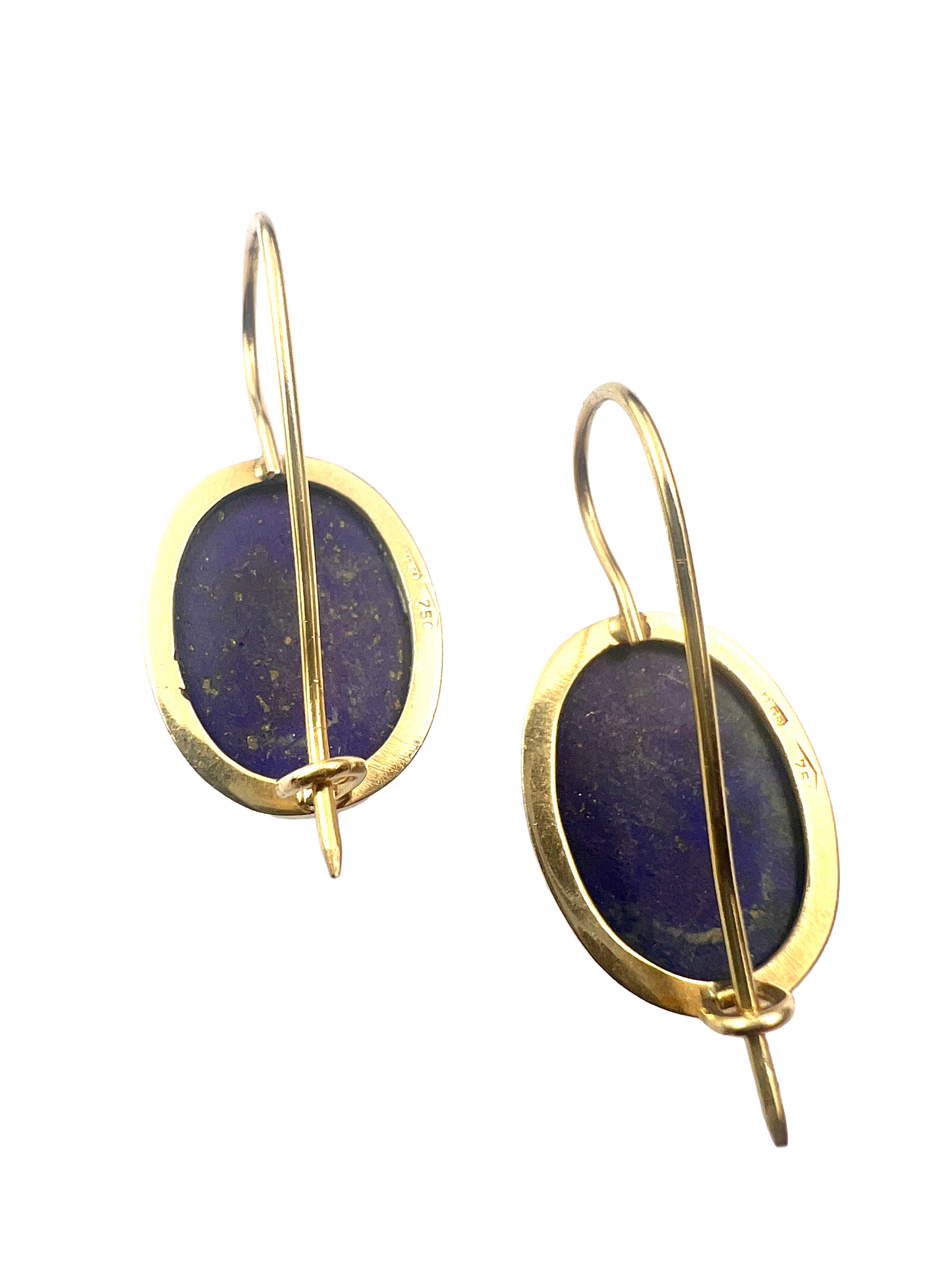 Vintage 18CT Gold Lapis Lazuli Earrings