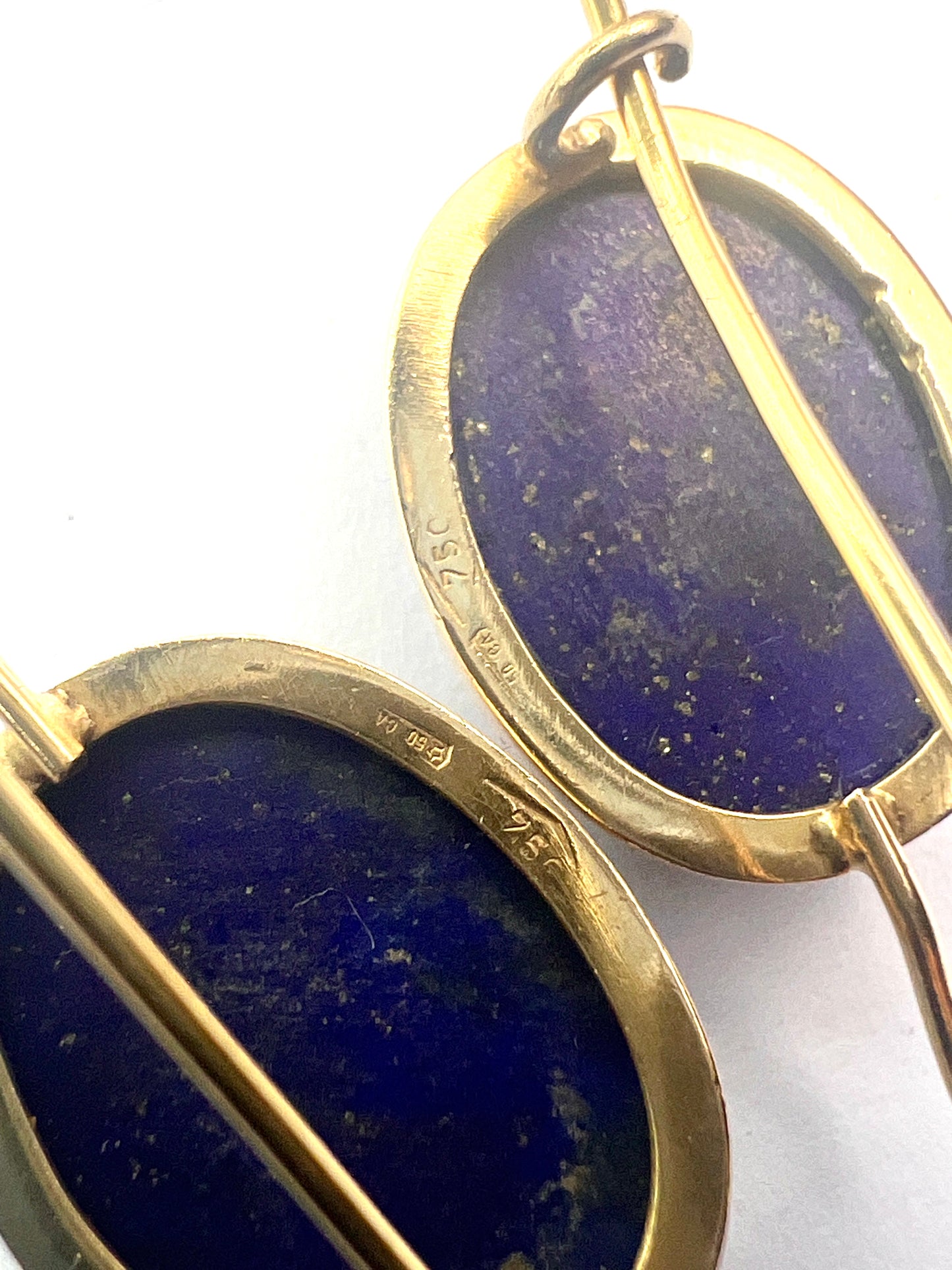 Vintage 18CT Gold Lapis Lazuli Earrings