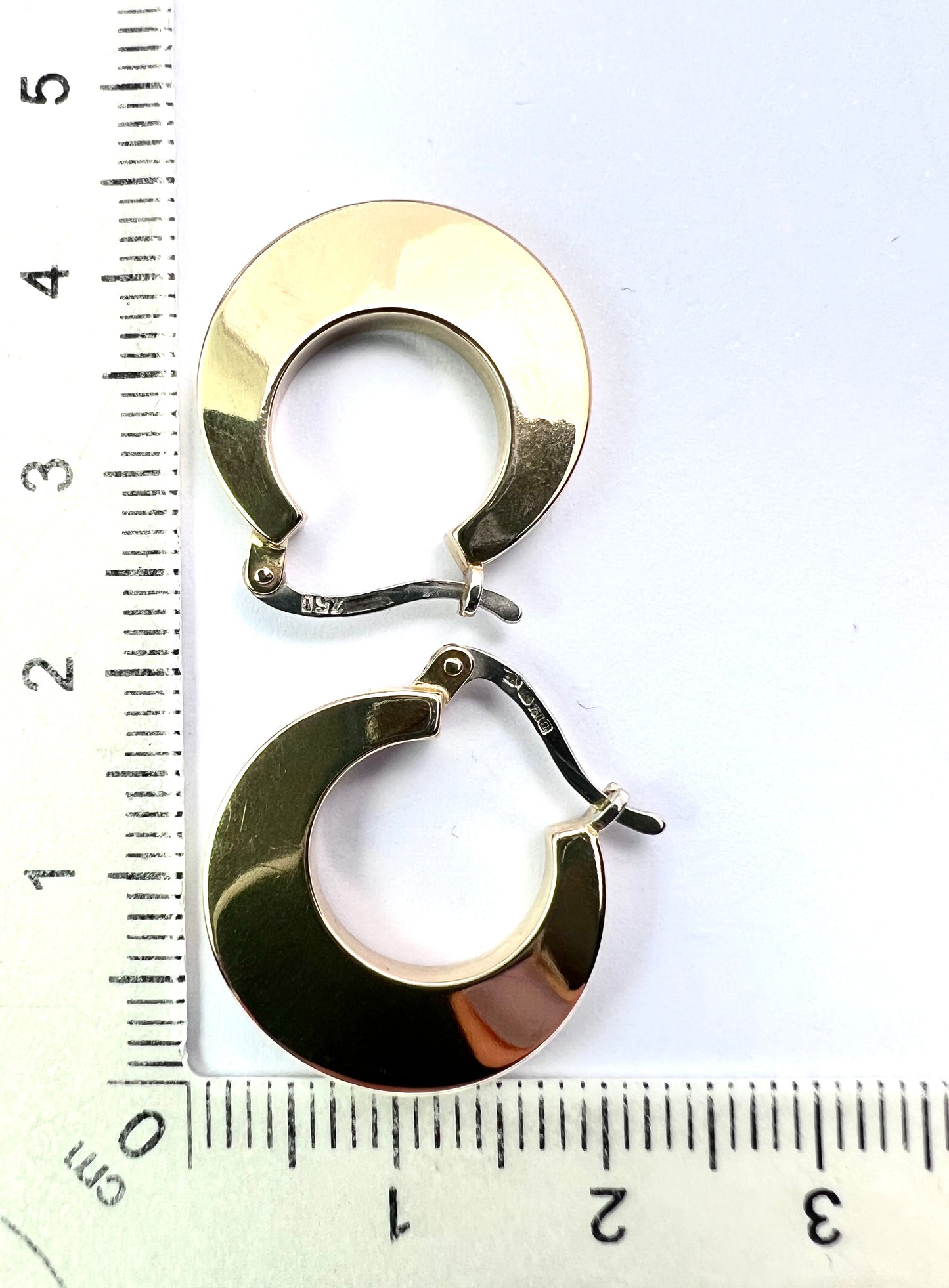 Vintage 18CT Gold Crescent Hoop Earrings