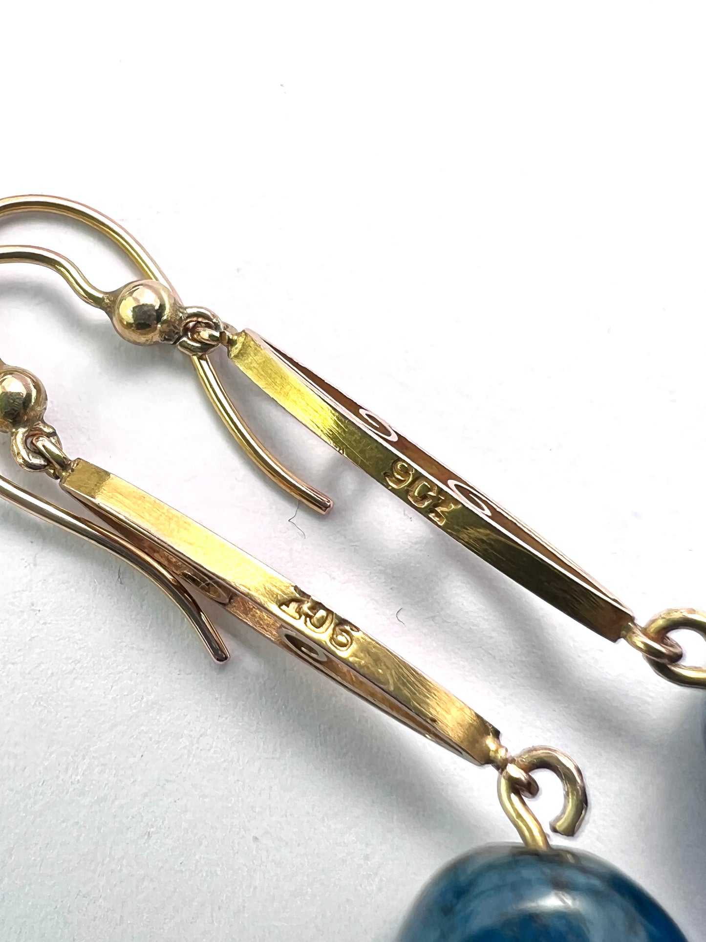 Antique Apatite Gold Drop Earrings