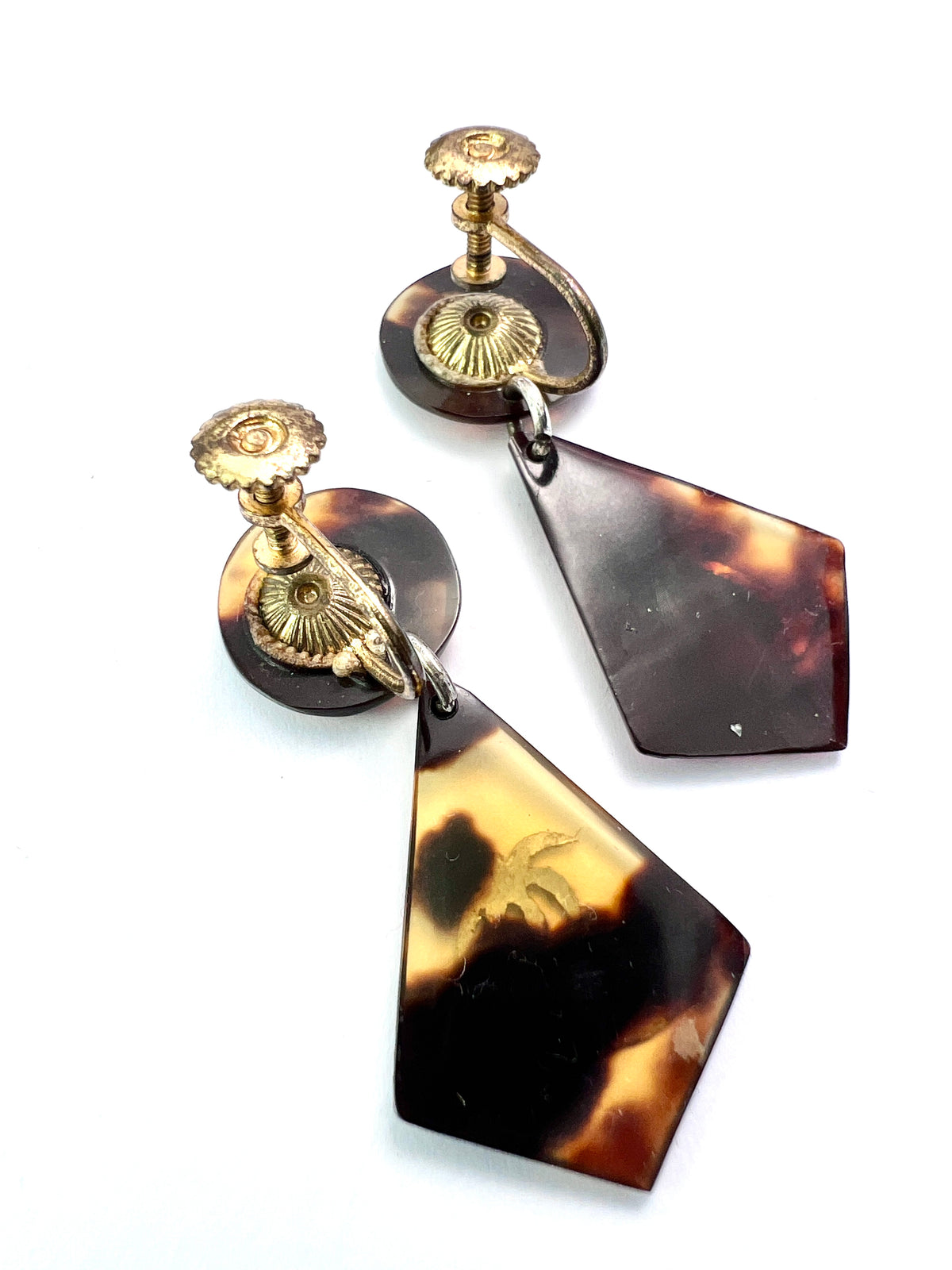 Vintage Silver Tortoiseshell Tropical Holiday Earrings and Bracelet