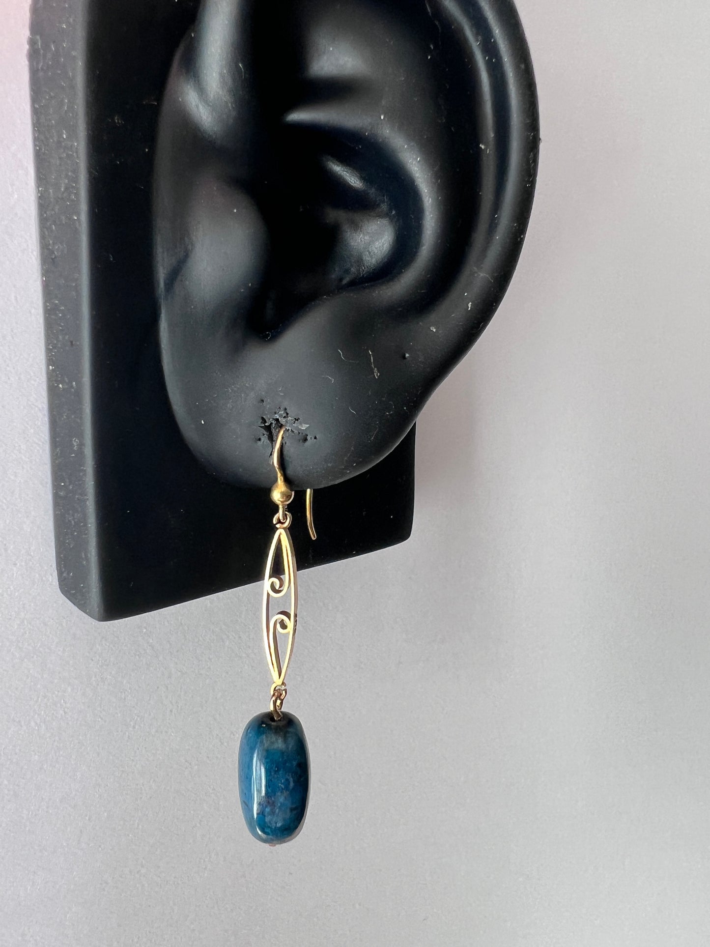 Antique Apatite Gold Drop Earrings