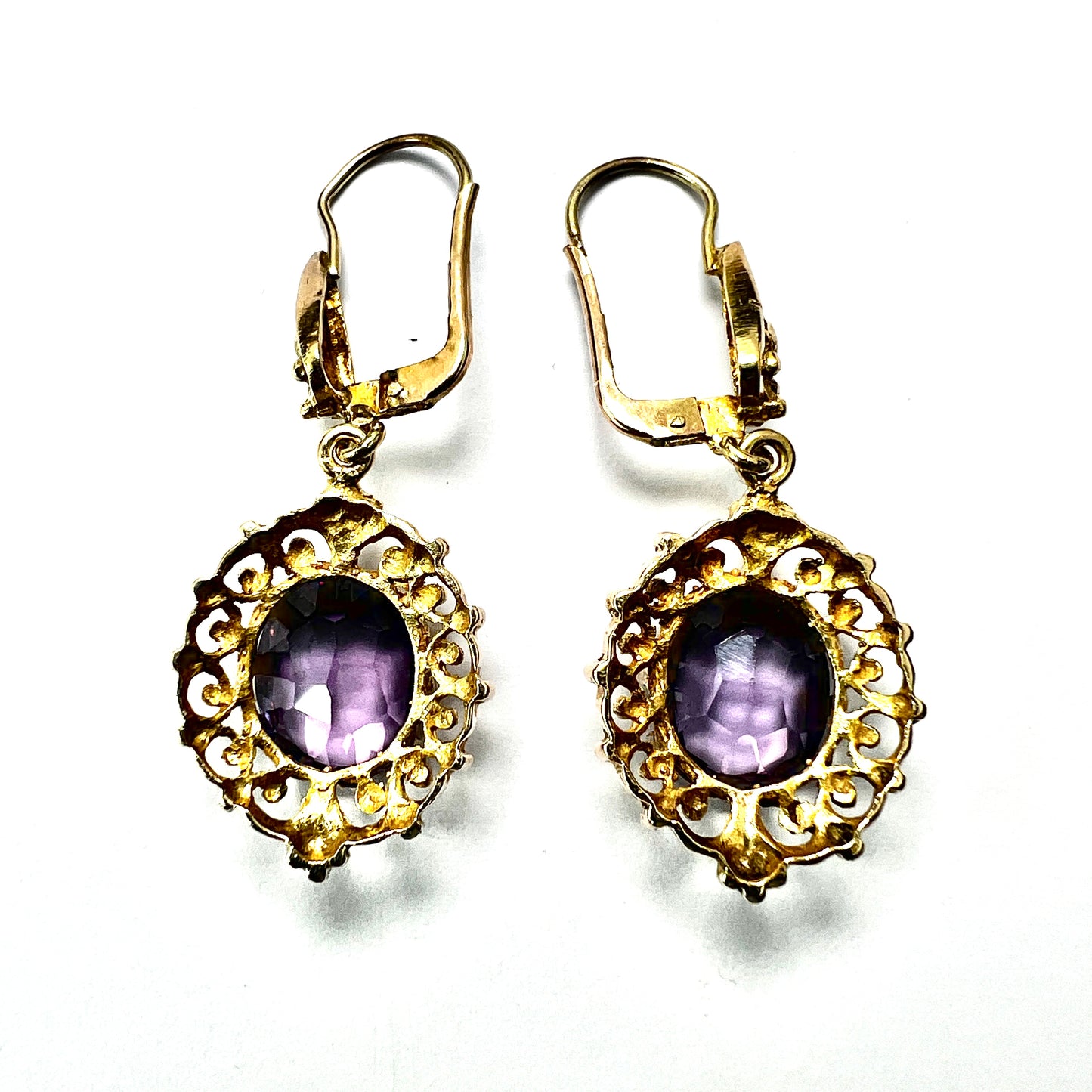 Victorian Style Gold Alexandrite Drop Earrings