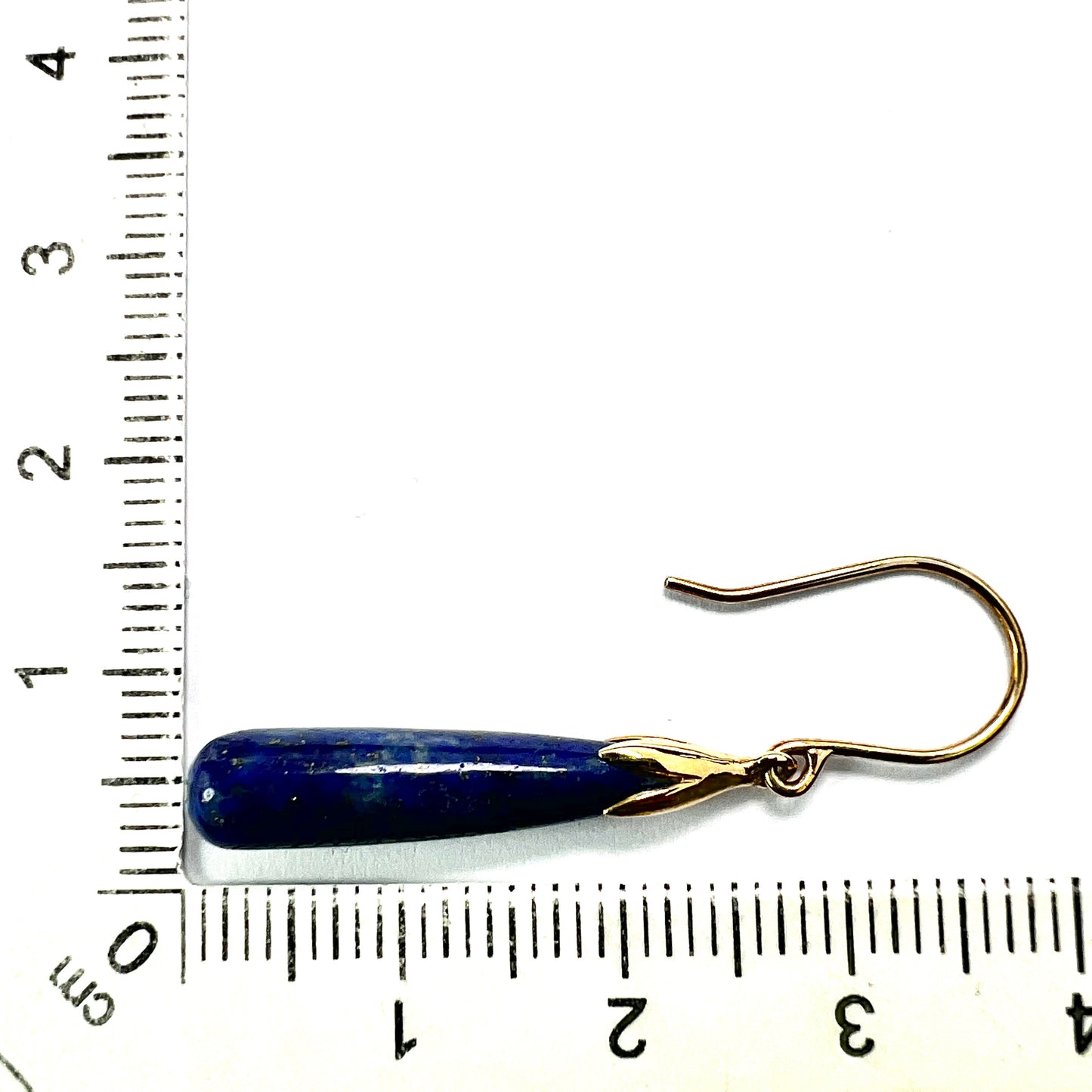 Vintage 9CT Gold Lapis Lazuli Teardrop Earrings