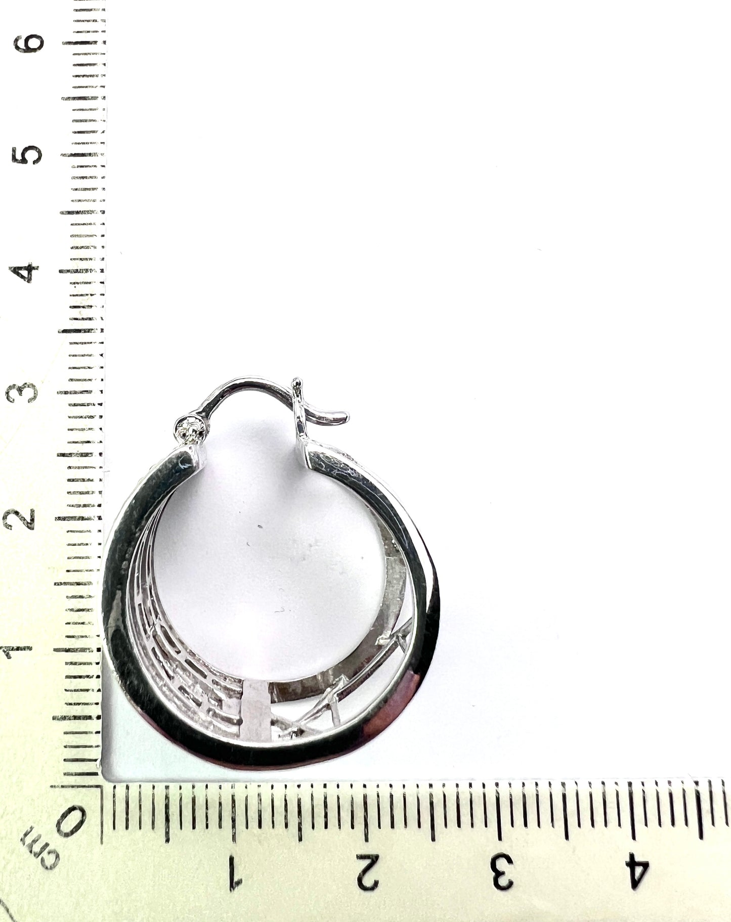 Wide Vintage Diamond Silver Hoop Earrings