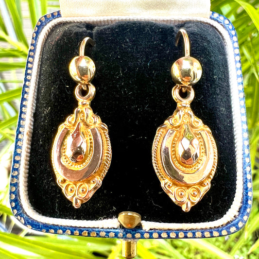 Victorian 9CT Gold Horseshoe Drop Earrings