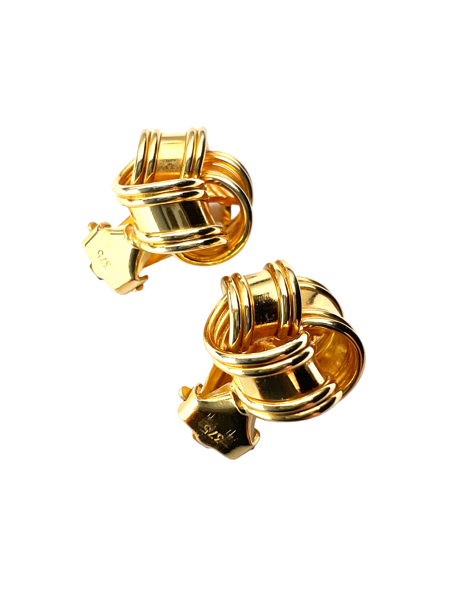Vintage 9CT Gold Knot Clip Earrings