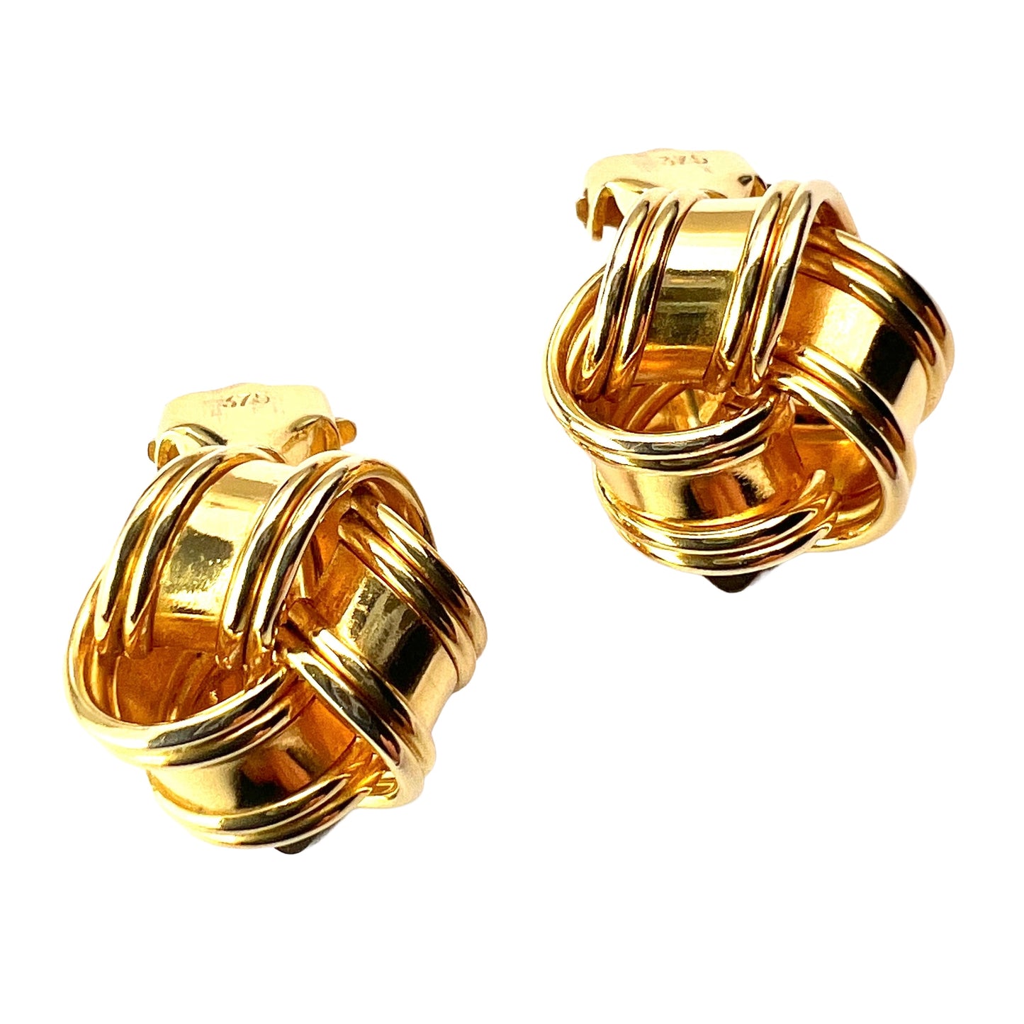 Vintage 9CT Gold Knot Clip Earrings