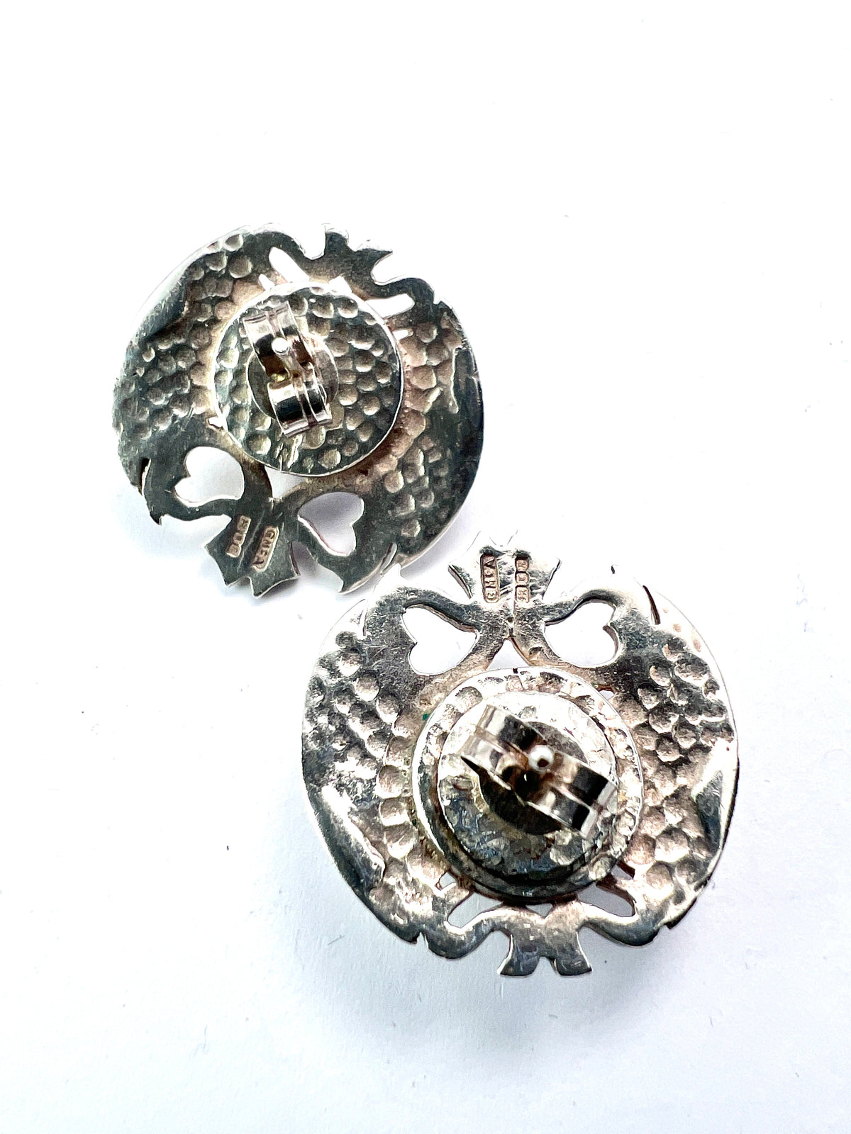 Vintage Arts and Crafts Style Silver Carnelian Earrings