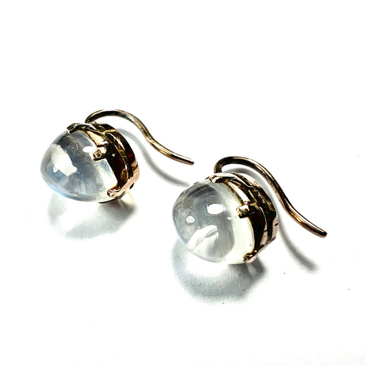 Vintage Gold Moonstone Dormeuse Earrings
