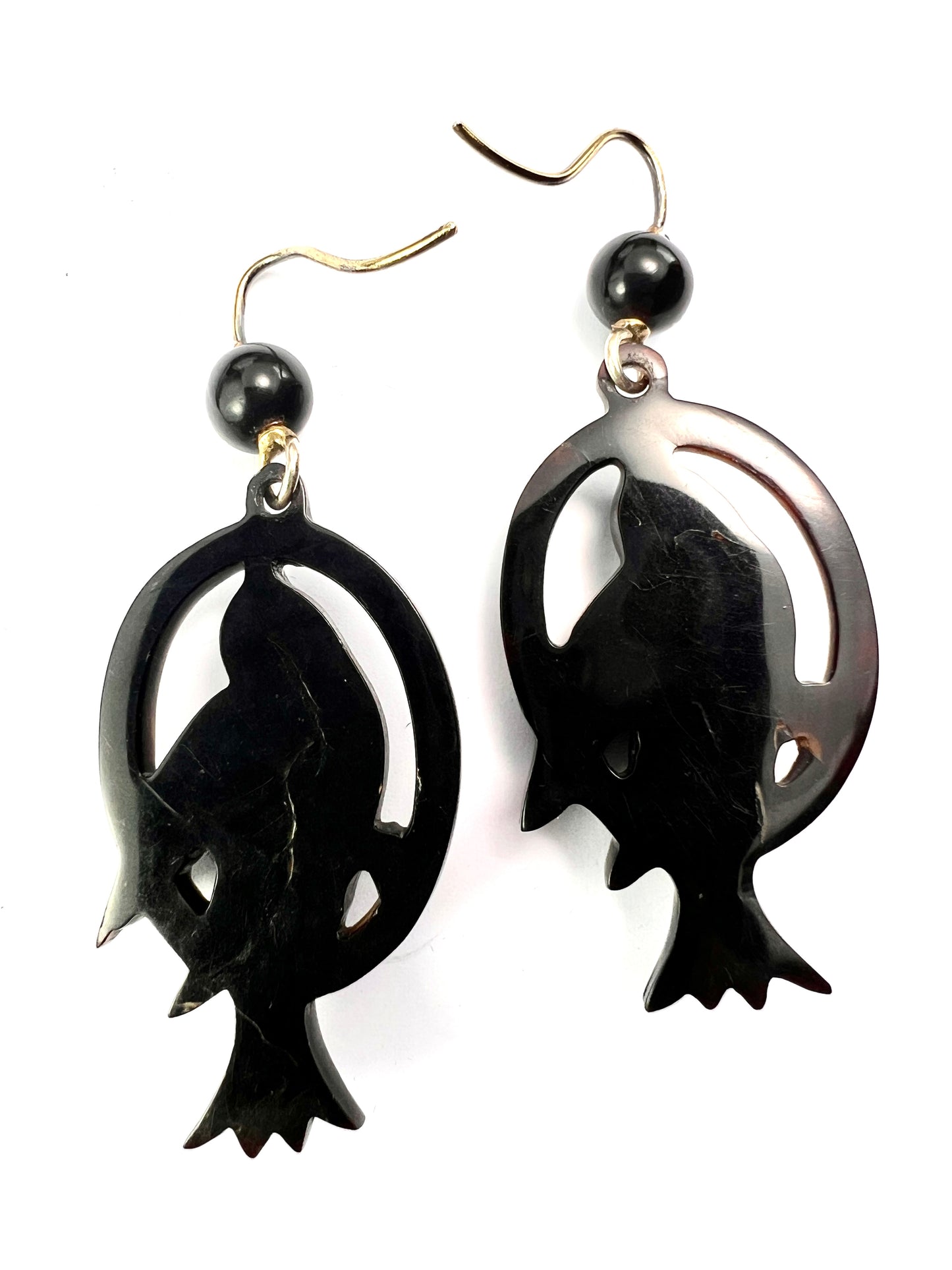 Victorian Gold and Silver Pique Bird Star Earrings