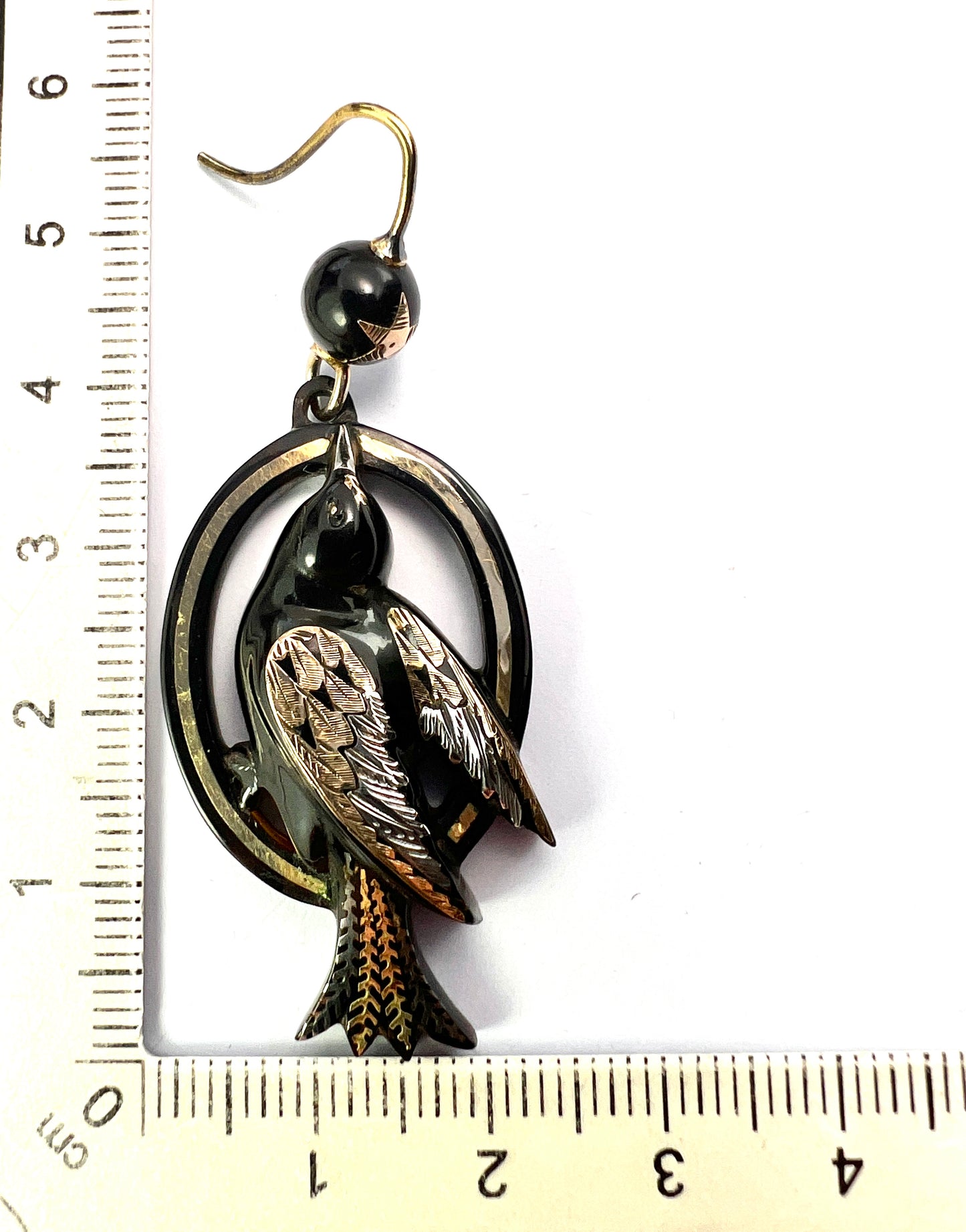 Victorian Gold and Silver Pique Bird Star Earrings