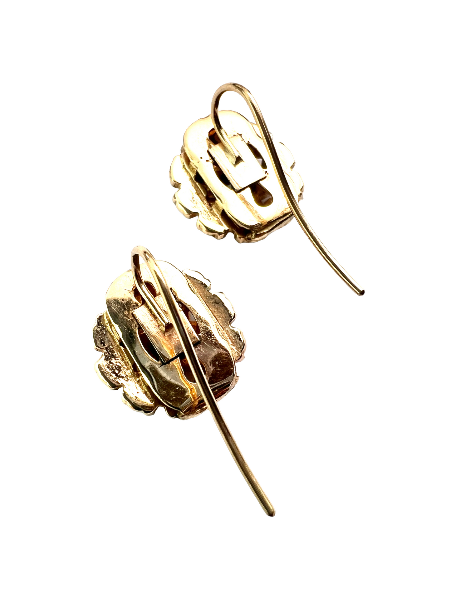 Victorian Gold Garnet Pearl Cluster Earrings