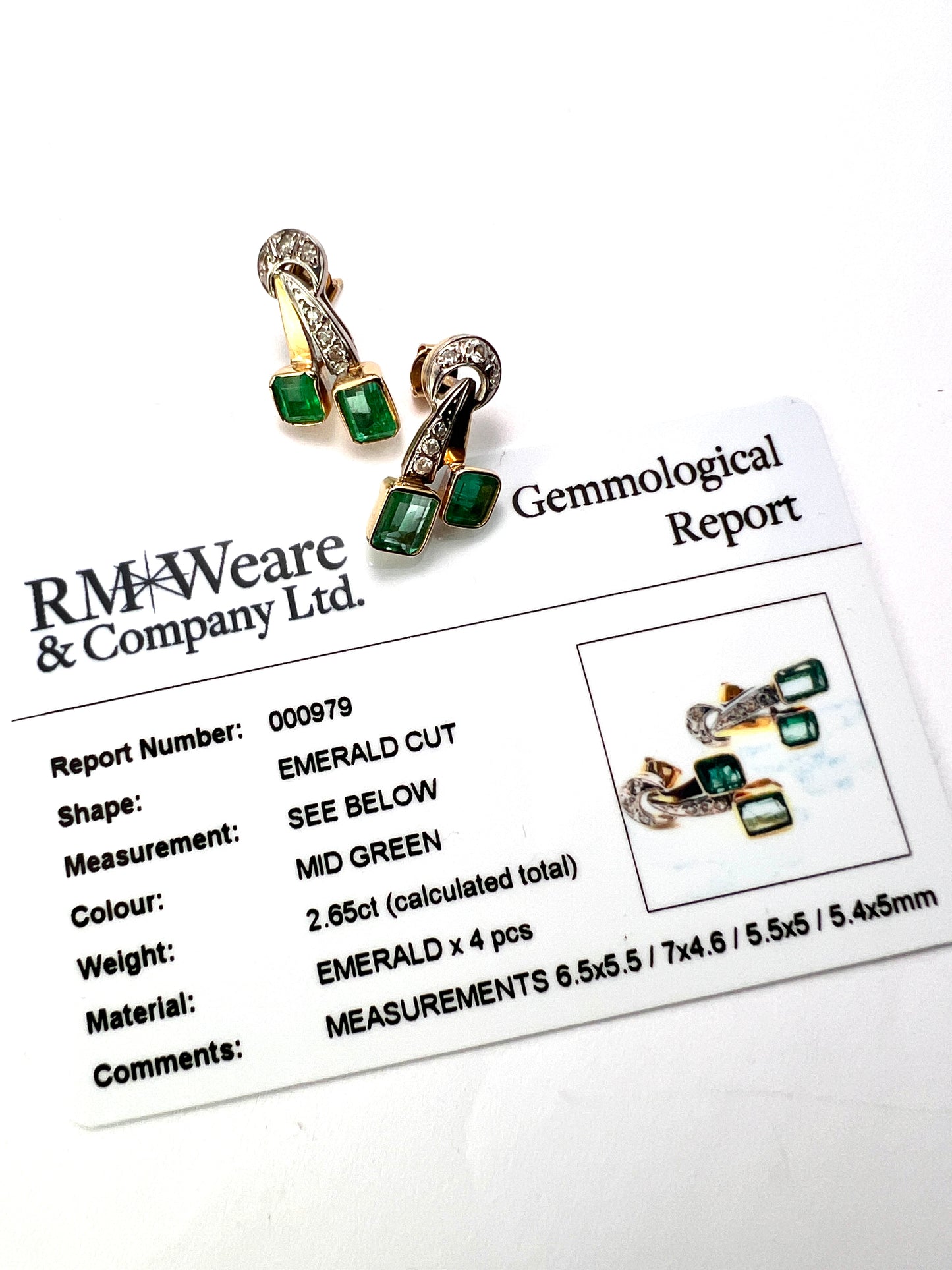 Vintage Emerald and Diamond 18CT Gold Stud Earrings