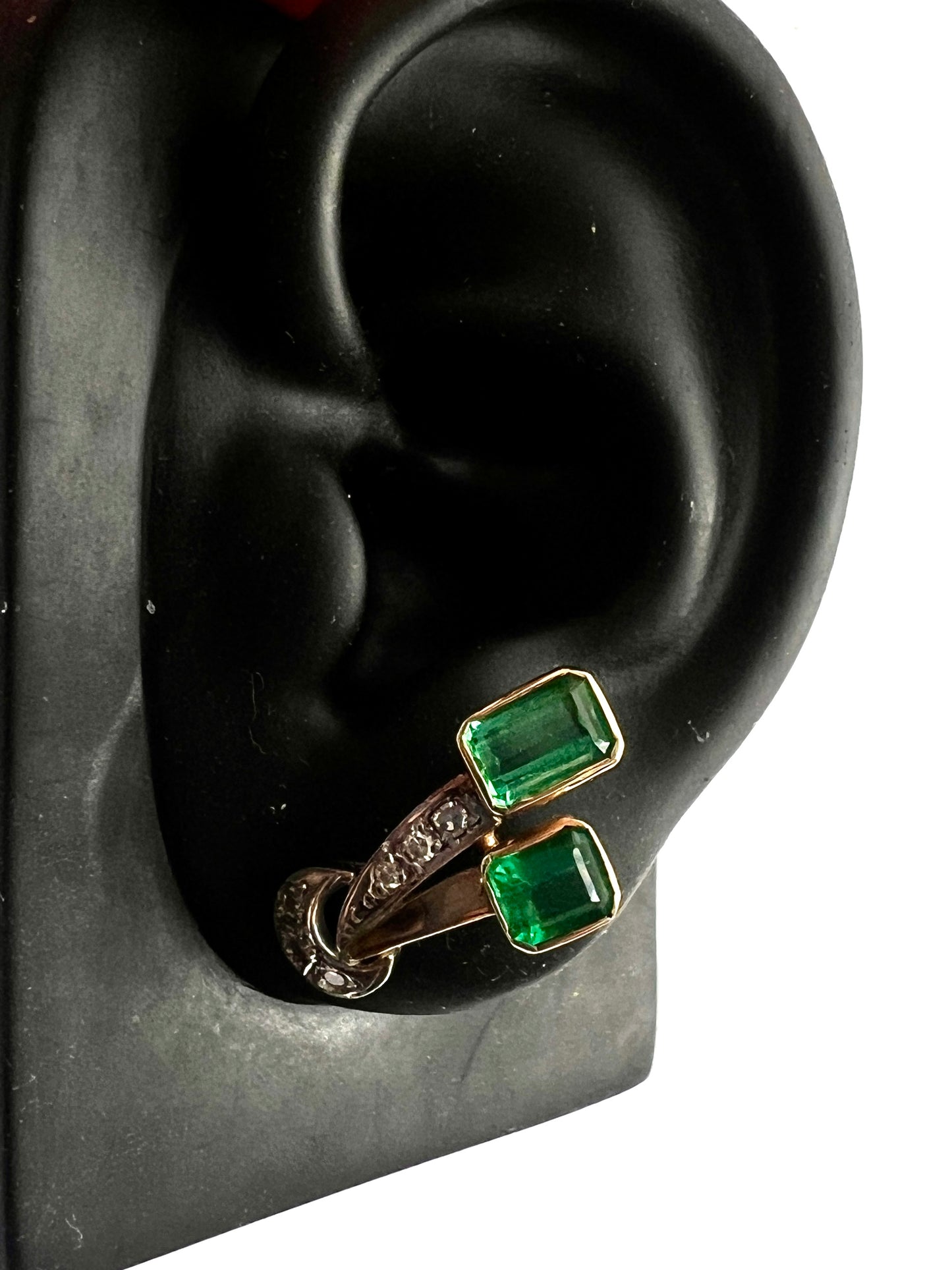 Vintage Emerald and Diamond 18CT Gold Stud Earrings