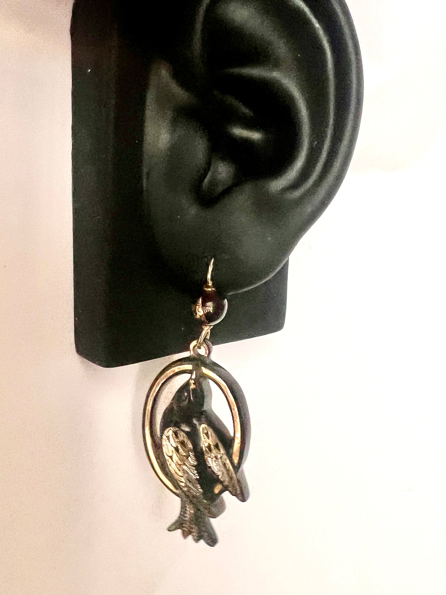 Victorian Gold and Silver Pique Bird Star Earrings